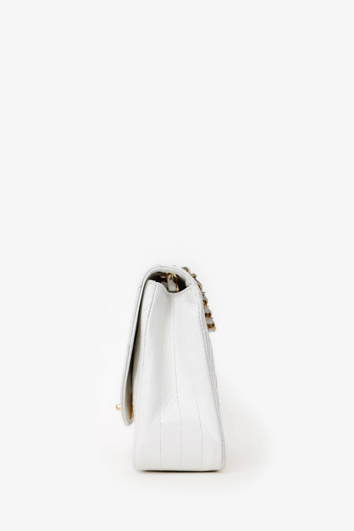 Pre-Loved Chanel™ White Lambskin Half Moon Flap Bag 'Refurbished' - Image 4