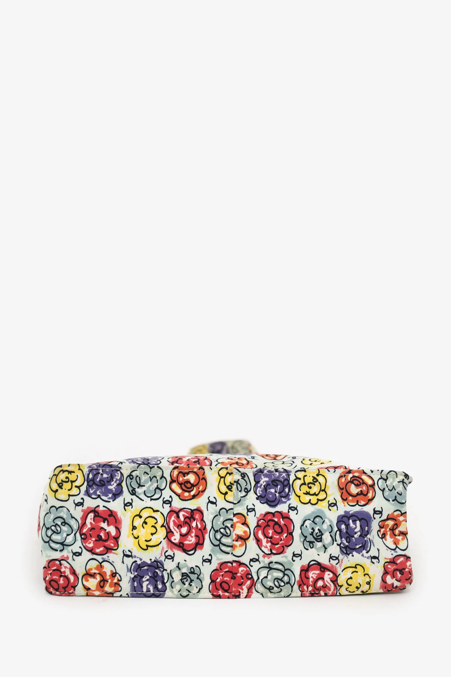 Pre-Loved Chanel™ White/Multicolour Floral Print CC Mini Tote - Image 6
