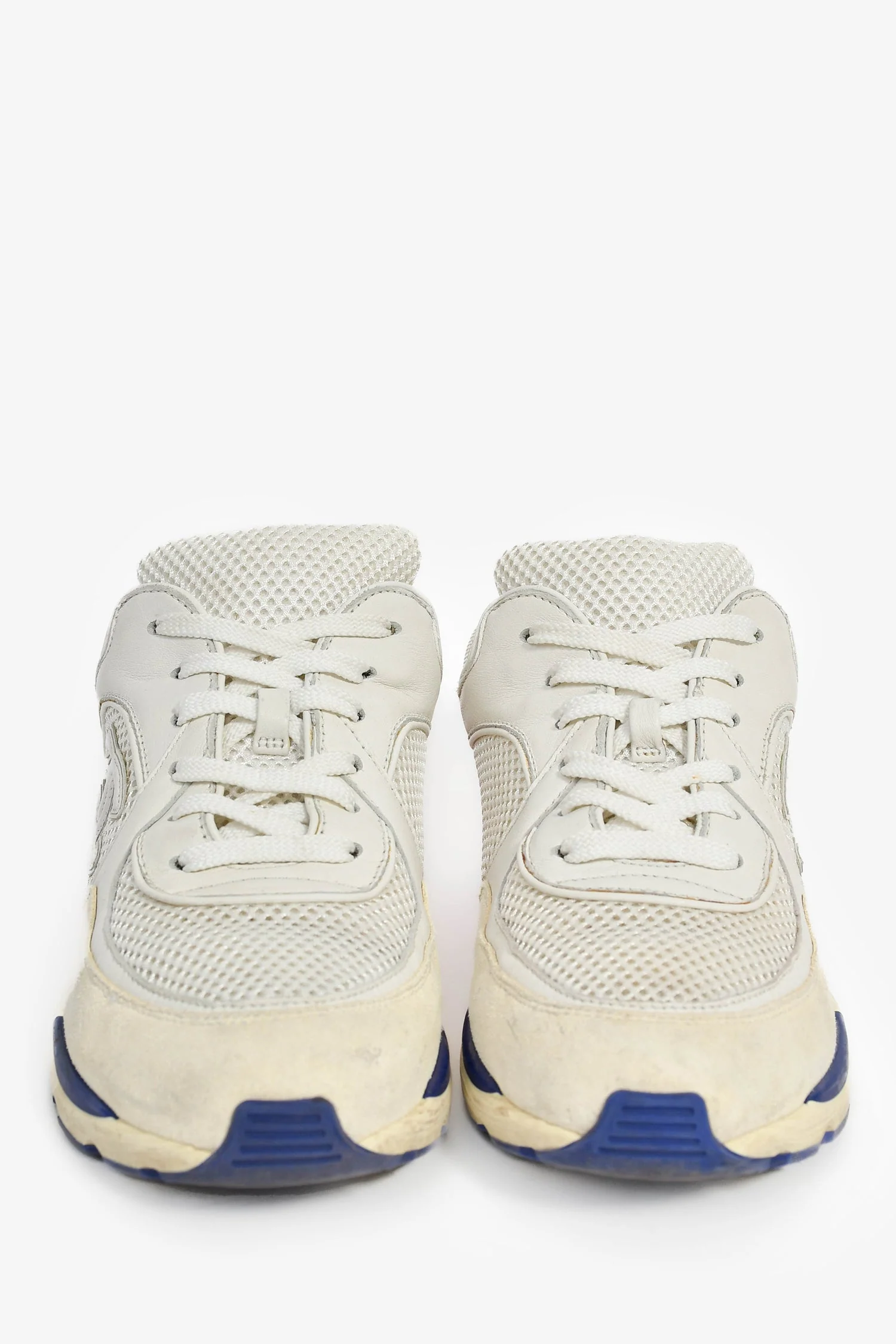 Pre-Loved Chanel™ White/Multicolour Mesh CC Logo Sneakers Size 37 - Image 3