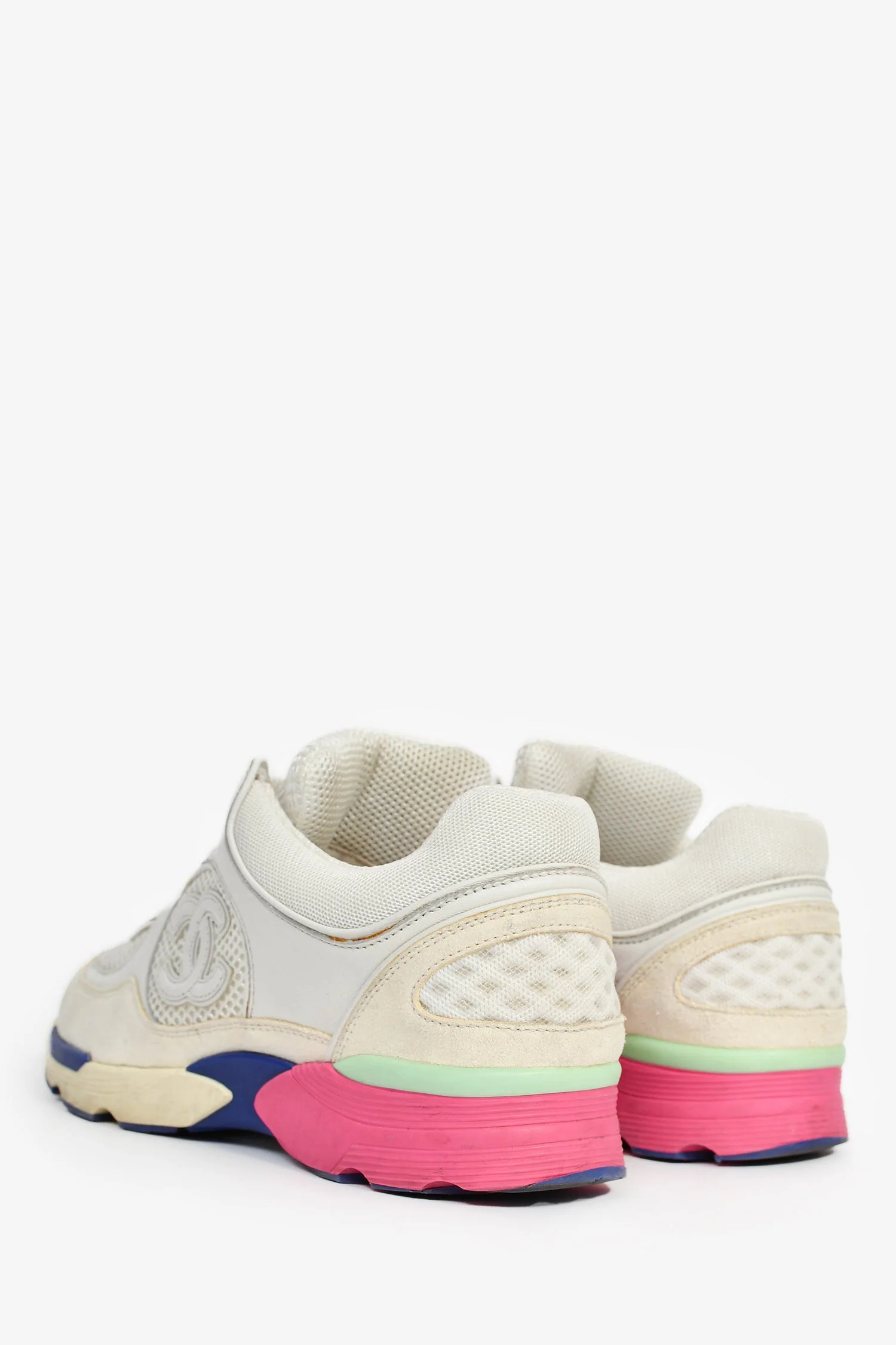 Pre-Loved Chanel™ White/Multicolour Mesh CC Logo Sneakers Size 37 - Image 5
