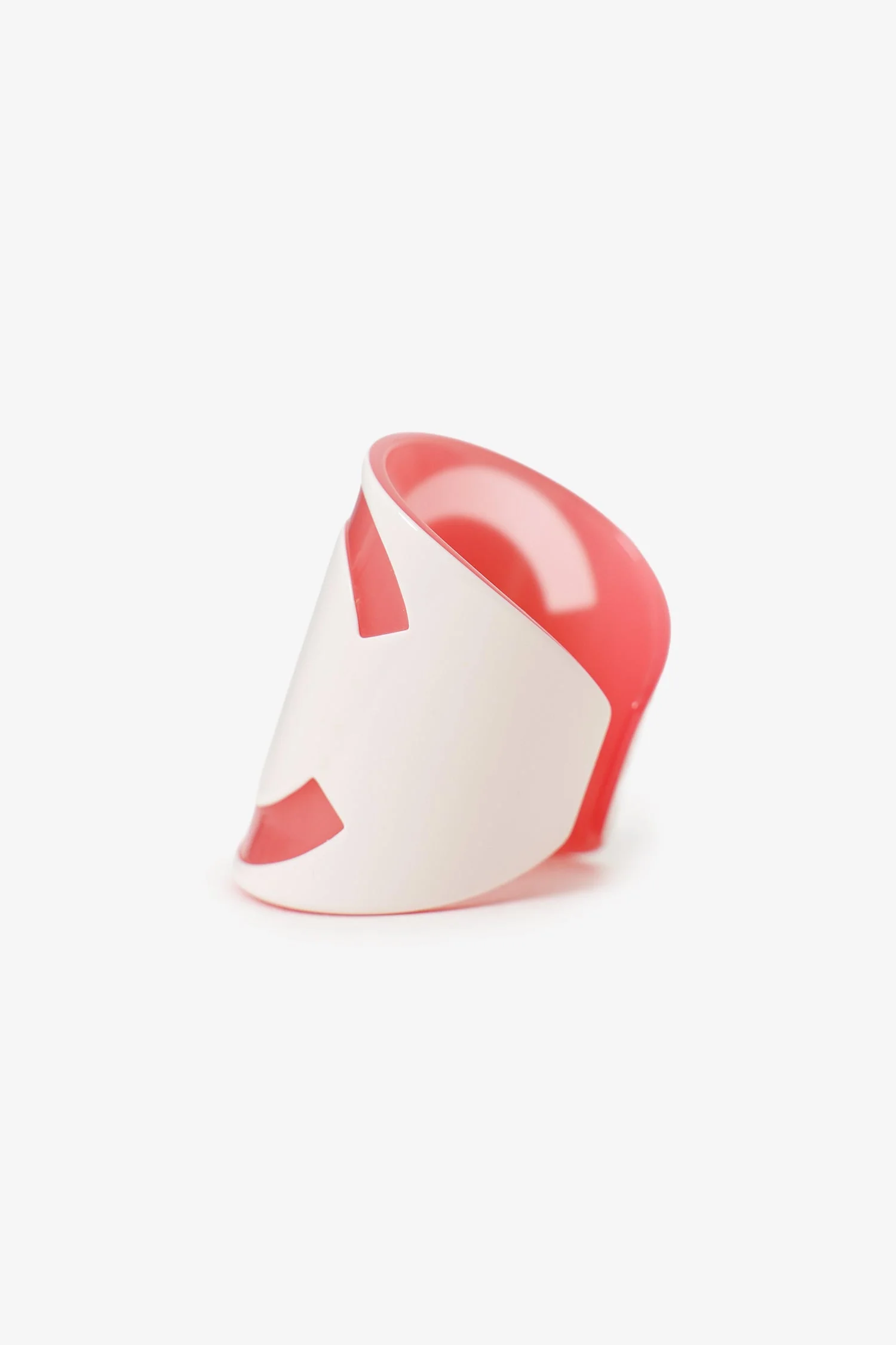 Pre-Loved Chanel™ White/Pink Resin CC Logo Wide Cuff Bangle - Image 2