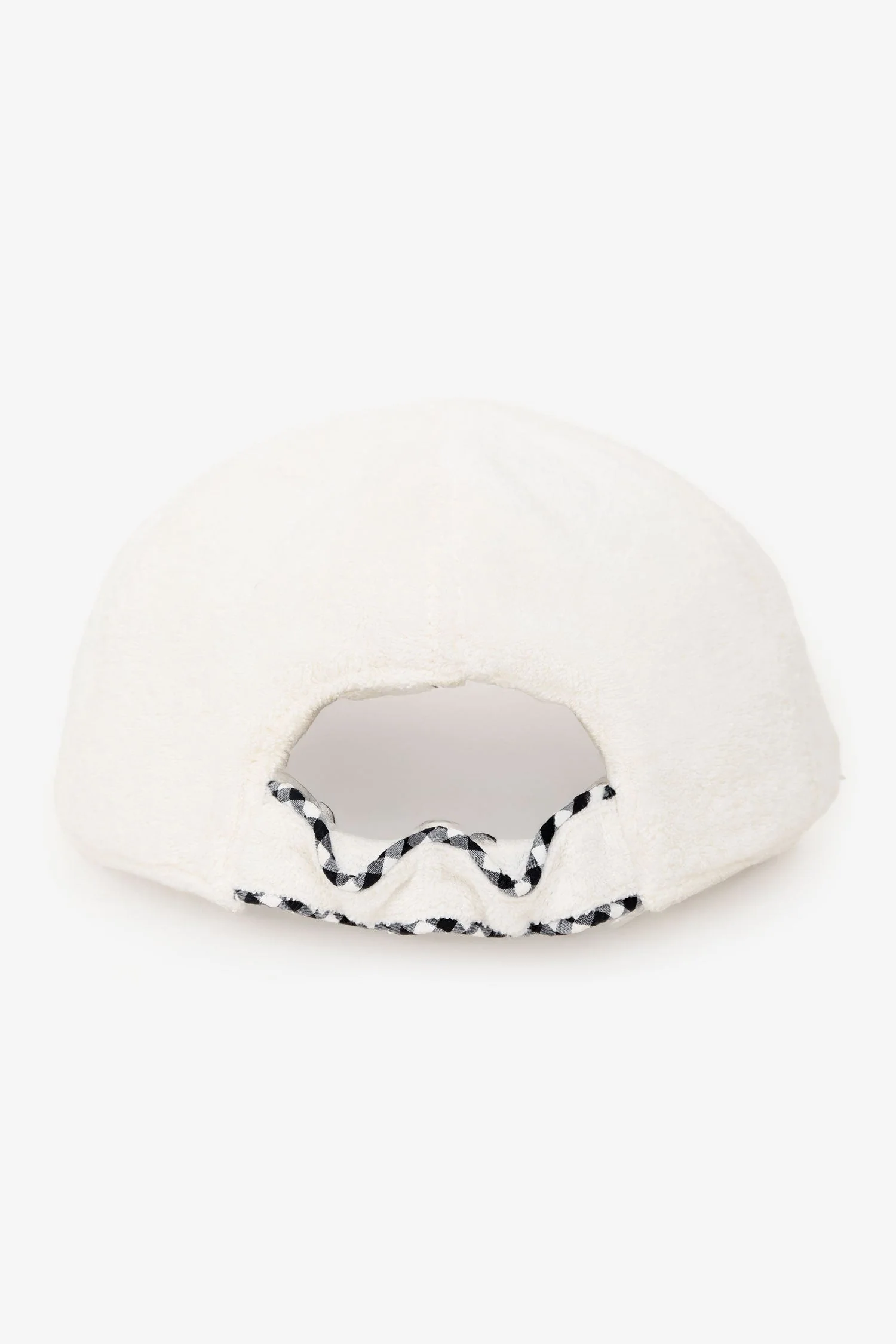 Pre-Loved Chanel™ White Terry Cloth Gingham Trim CC Cap Size L - Image 3