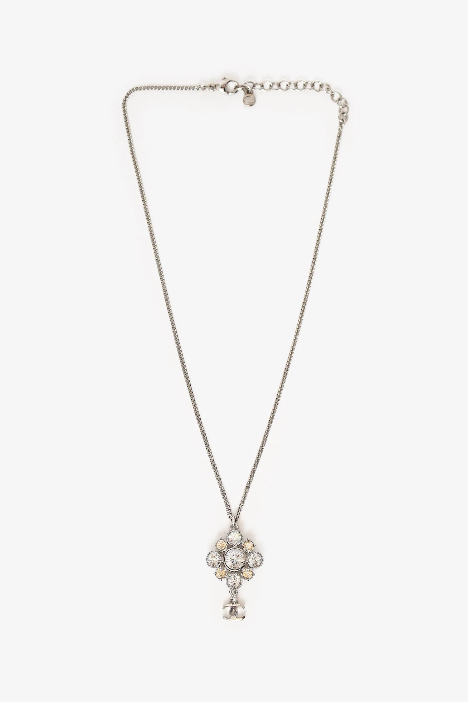 Pre-Loved Chanel™ White/Yellow Crystal Floral Pendant Necklace - Image 2