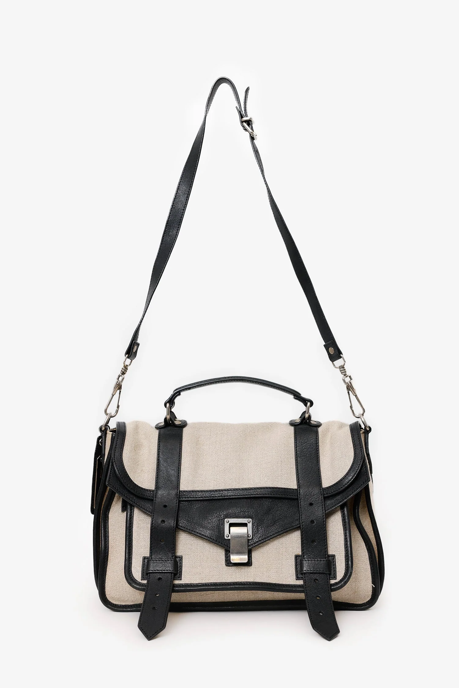 Proenza Schouler Beige/Black Canvas/Leather PS1 Medium Satchel Bag - Image 7