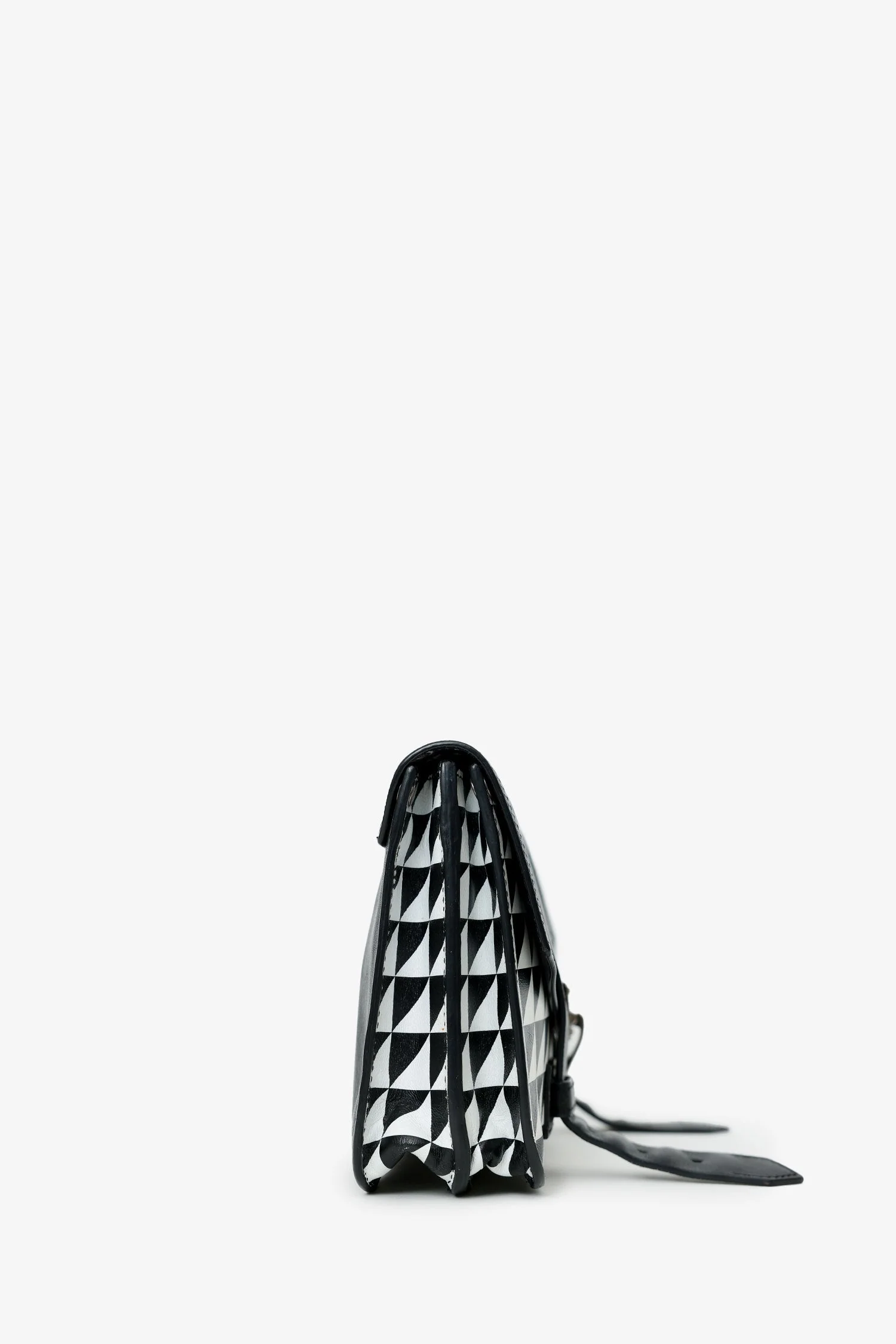 Proenza Schouler Black/White Leather Geometric Print Clutch - Image 3