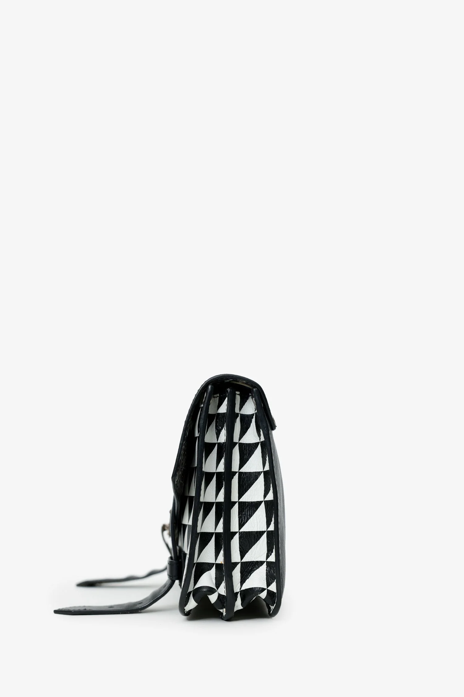 Proenza Schouler Black/White Leather Geometric Print Clutch - Image 4