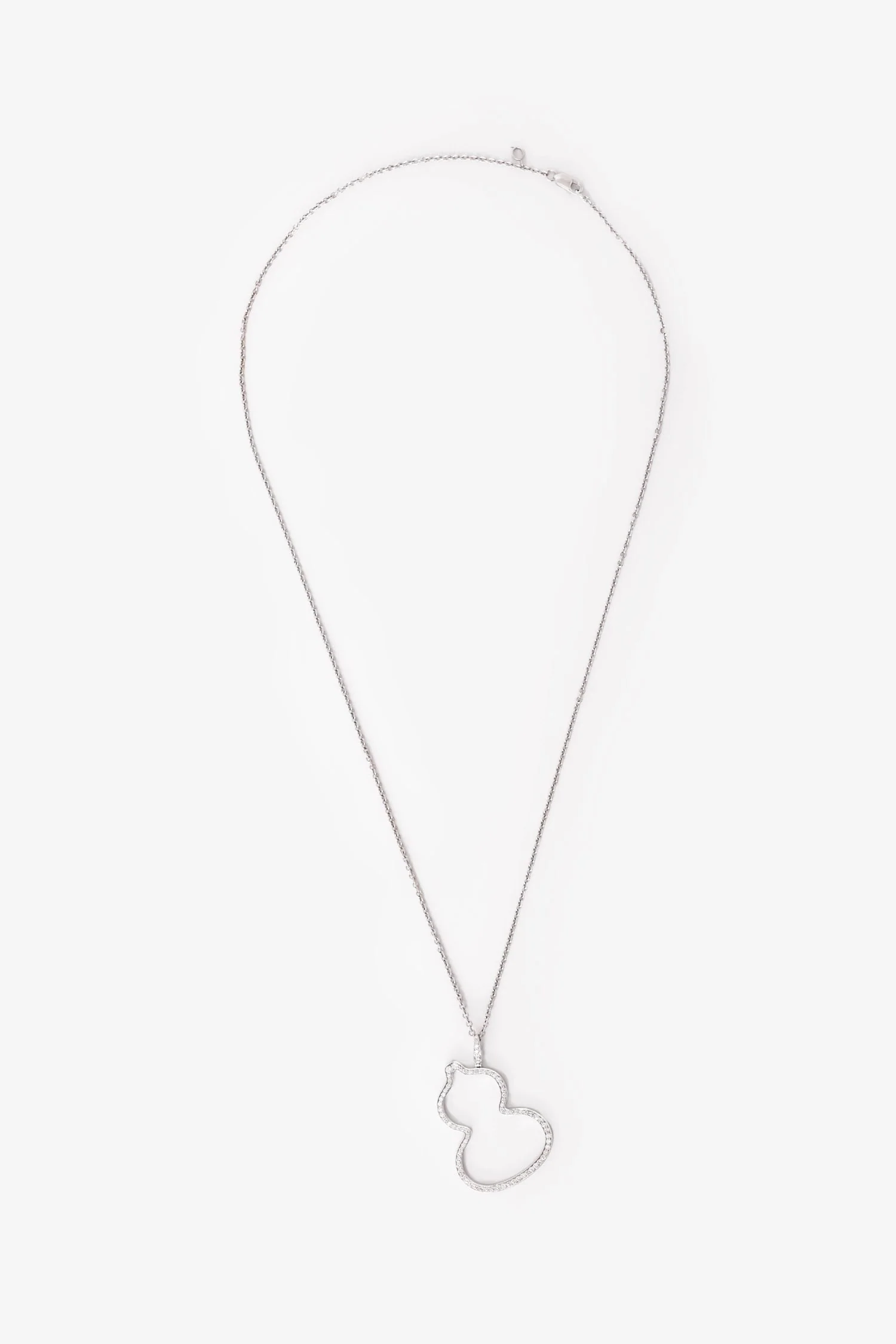 Qeelin 18K White Gold Diamond Set Wulu Largen Pendant Necklace - Image 2