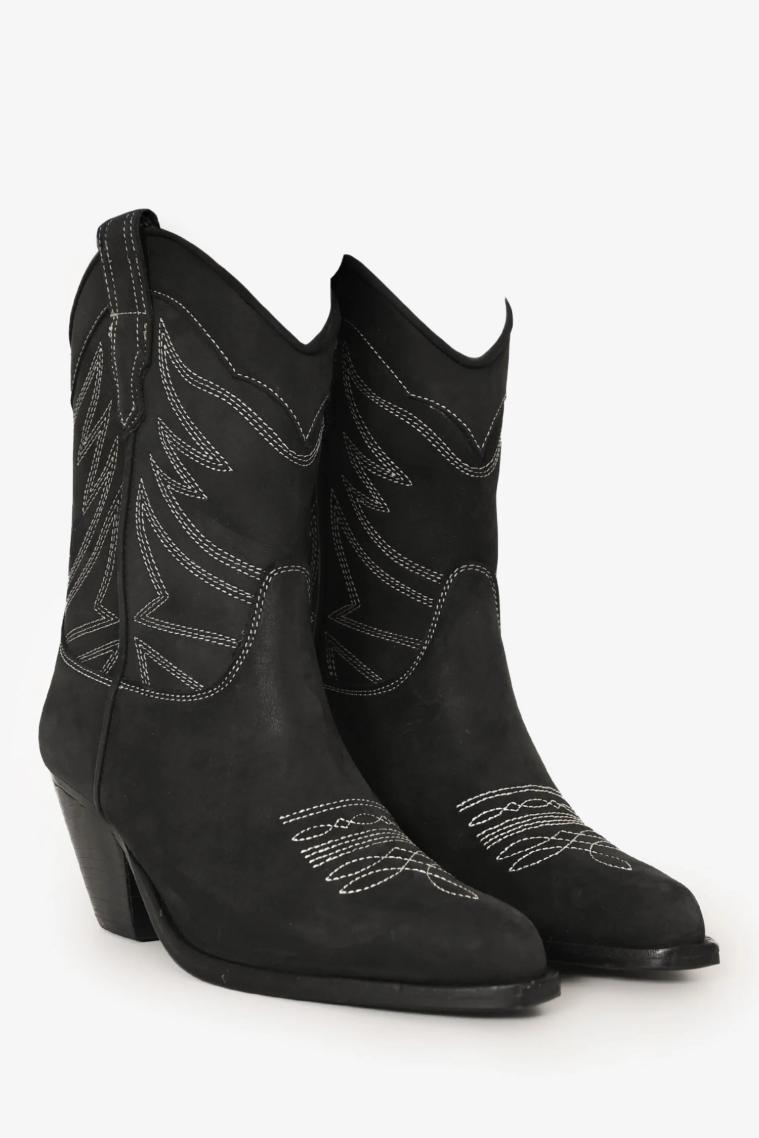 Raye Black Suede Printed Western Ankle Boots Size 6.5 - Image 2