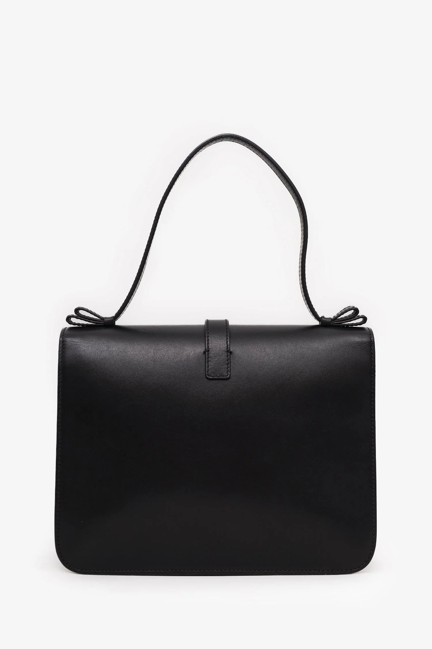 RED Valentino Black Leather Floral Suede Shoulder Bag With Strap - Image 2