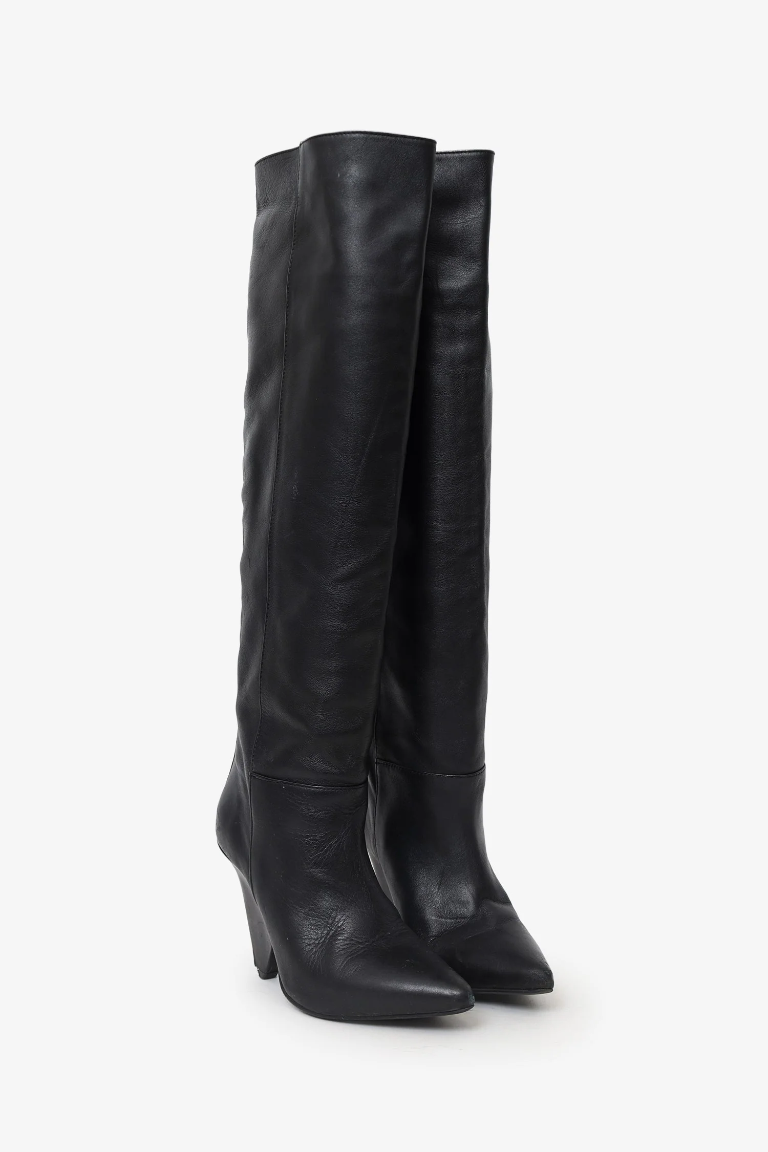Reiss Black Leather Knee High Boots Size 37 - Image 2