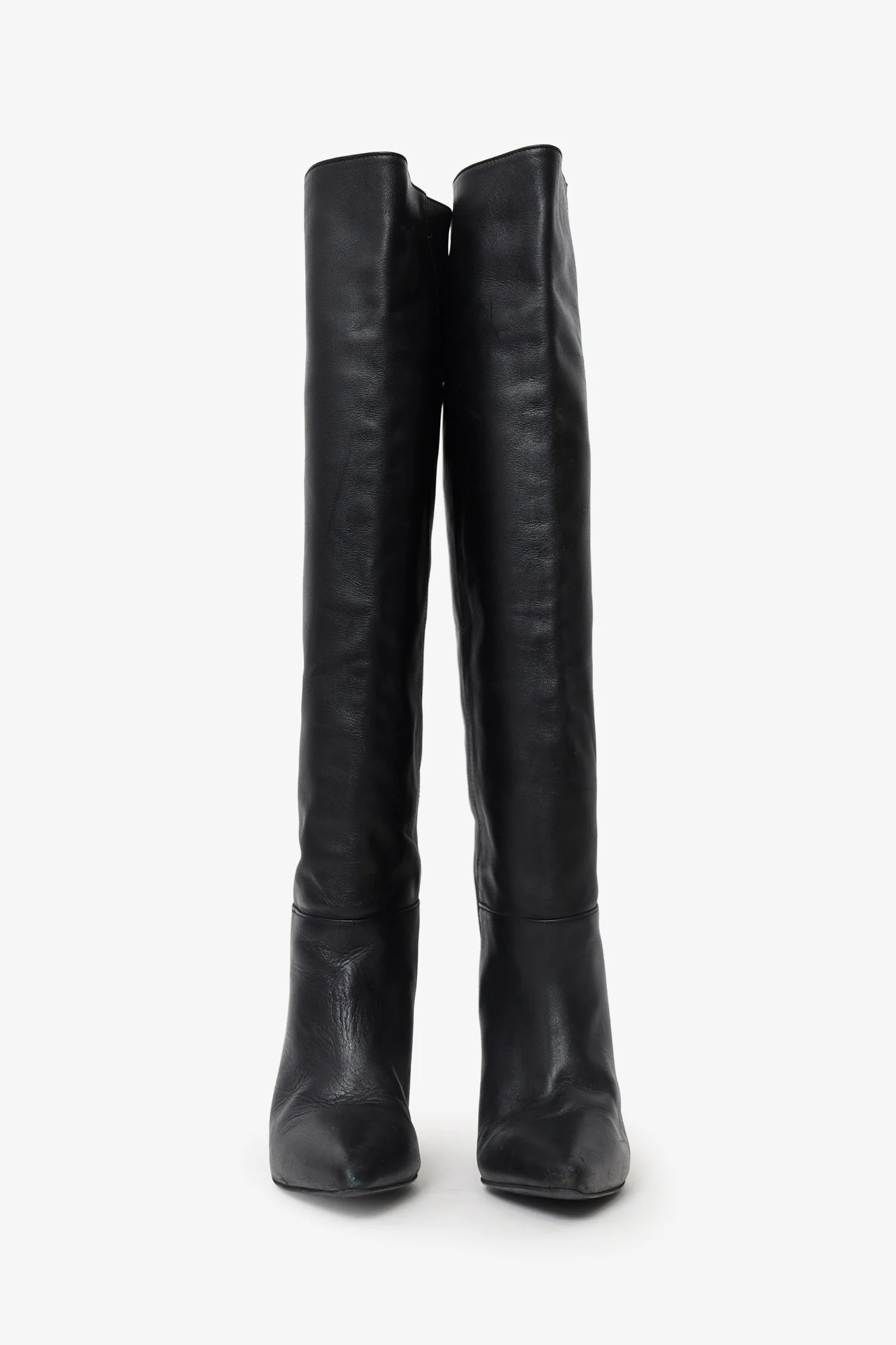 Reiss Black Leather Knee High Boots Size 37 - Image 3