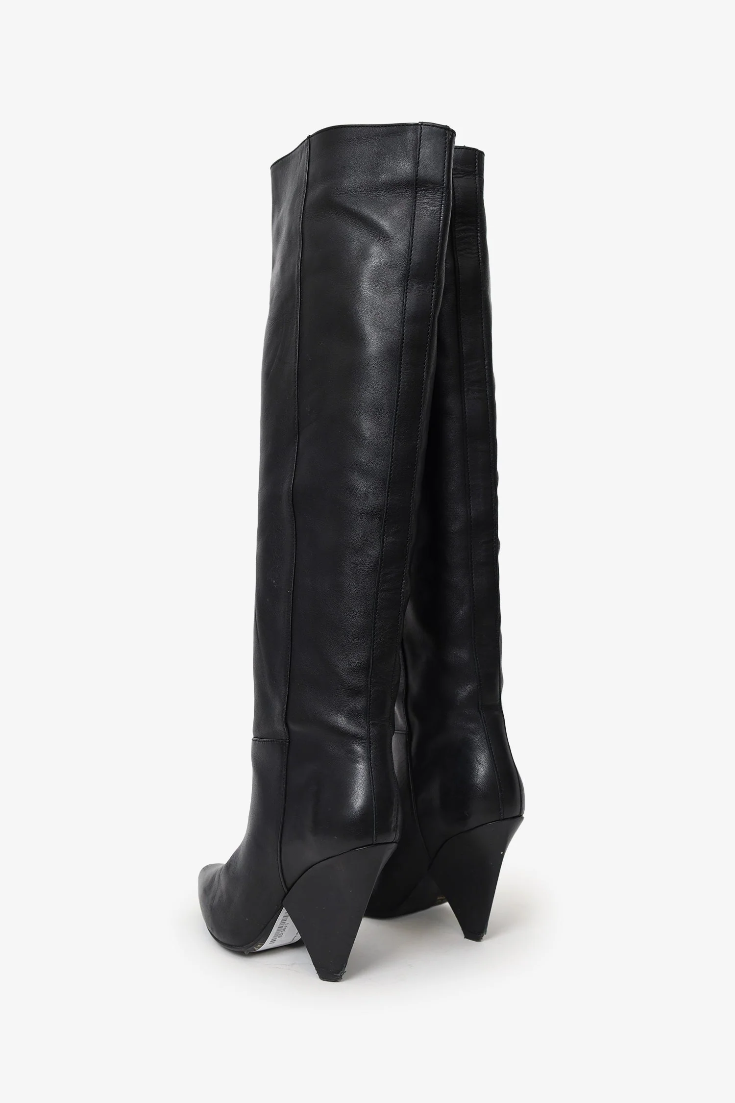 Reiss Black Leather Knee High Boots Size 37 - Image 4
