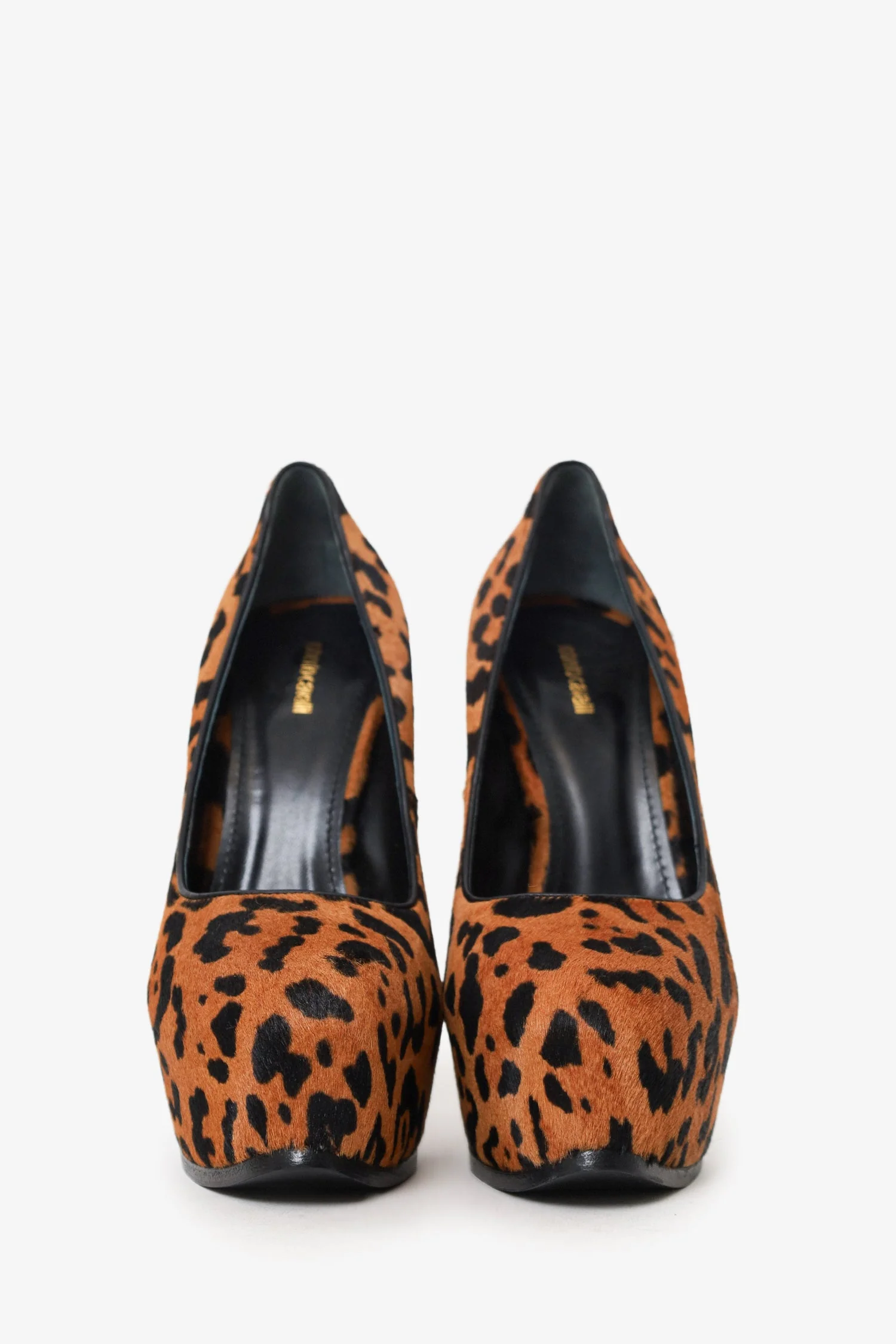 Roberto Cavalli Cheetah Print Pony Hair Platform Heels Size 37 - Image 3