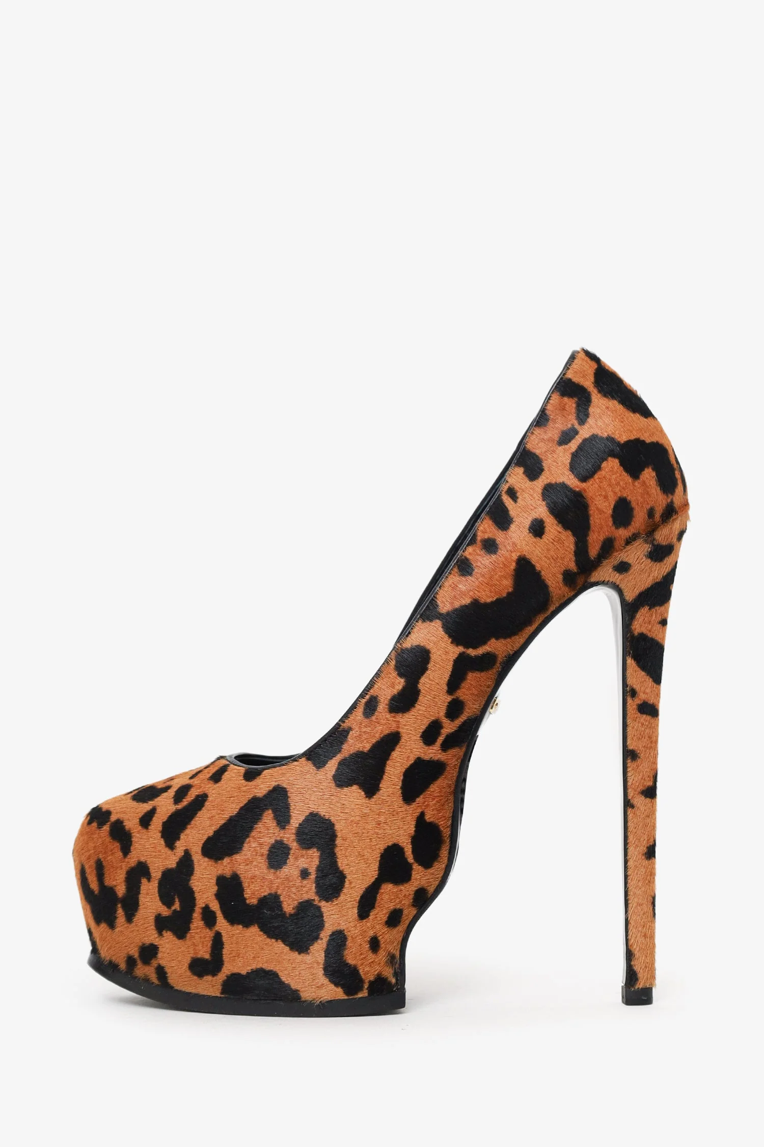 Roberto Cavalli Cheetah Print Pony Hair Platform Heels Size 37 - Image 4