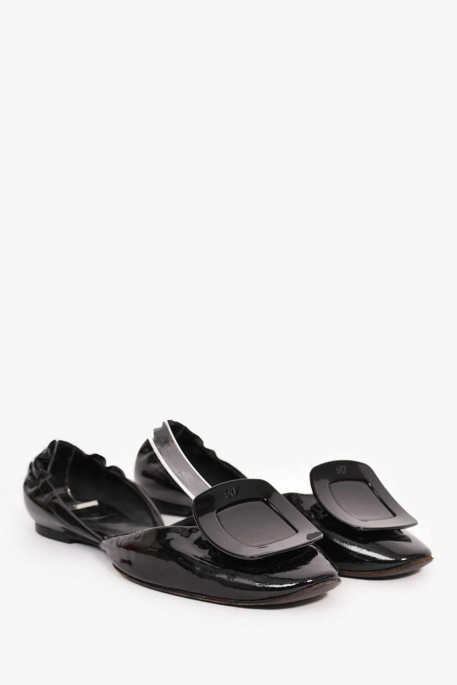 Roger Vivier Black Patent 'Chips' Flats Size 38.5 - Image 2