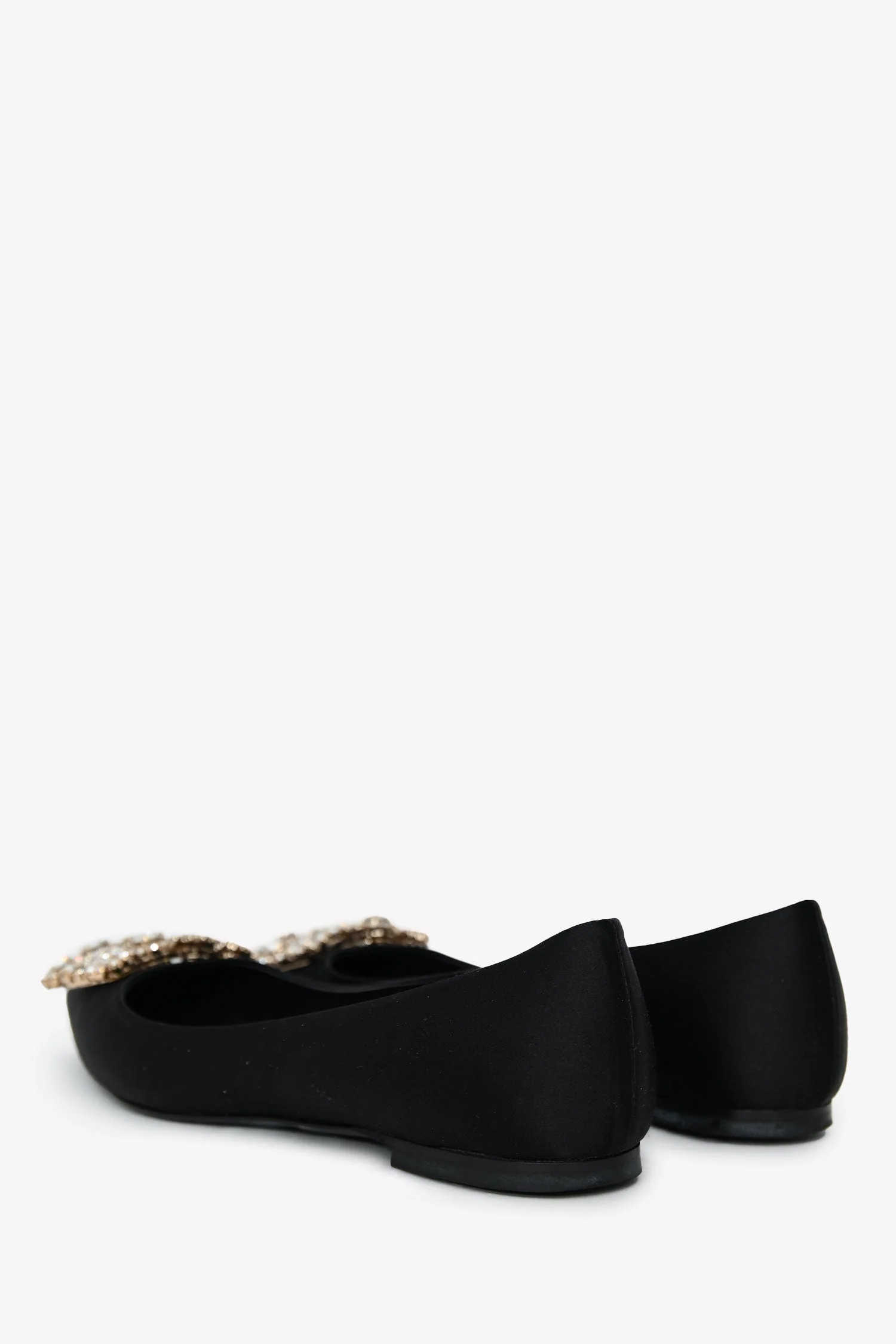 Roger Vivier Black Satin Crystal Embellished Flats Size 36 - Image 4