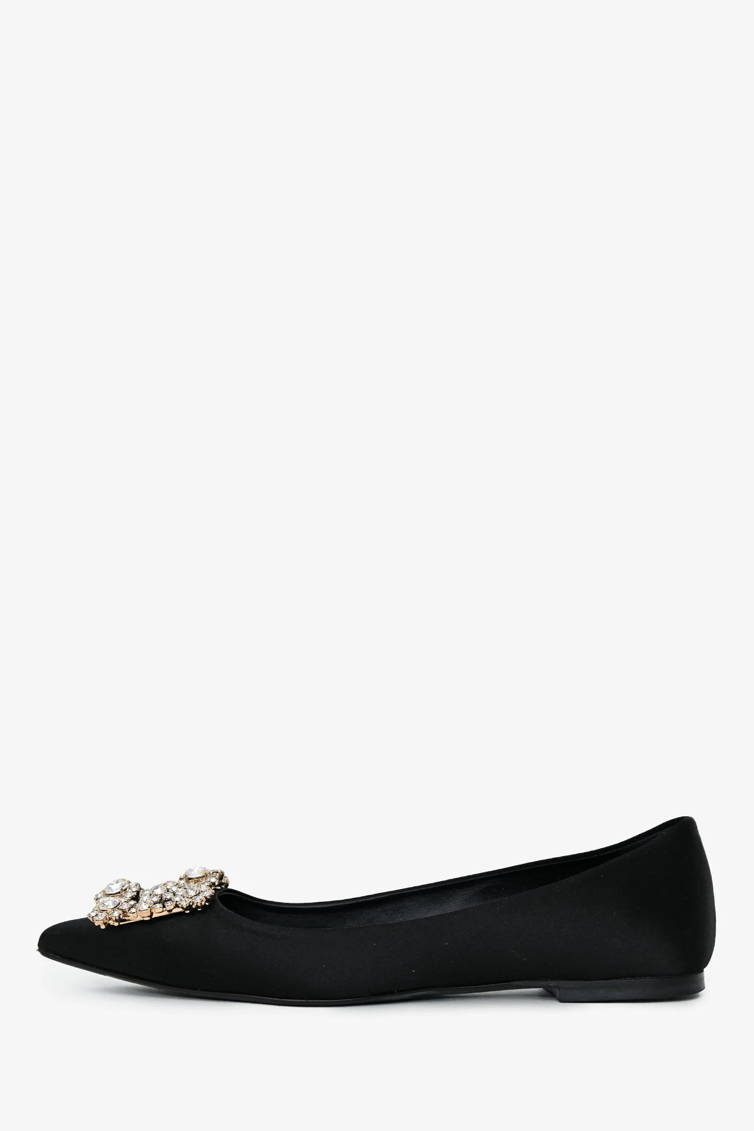 Roger Vivier Black Satin Crystal Embellished Flats Size 36 - Image 5