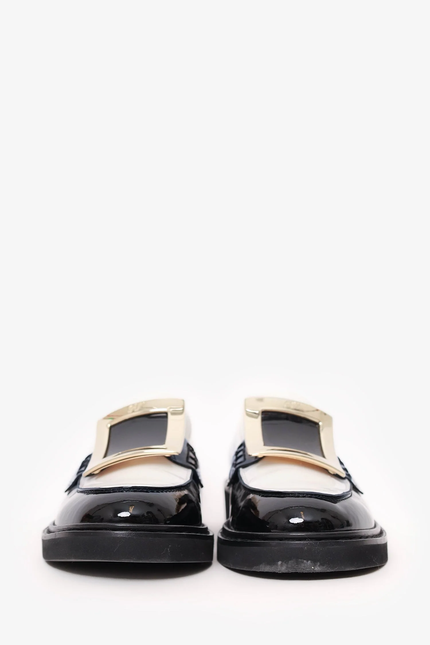 Roger Vivier Black/White Patent Leather Loafers Size 39 - Image 3