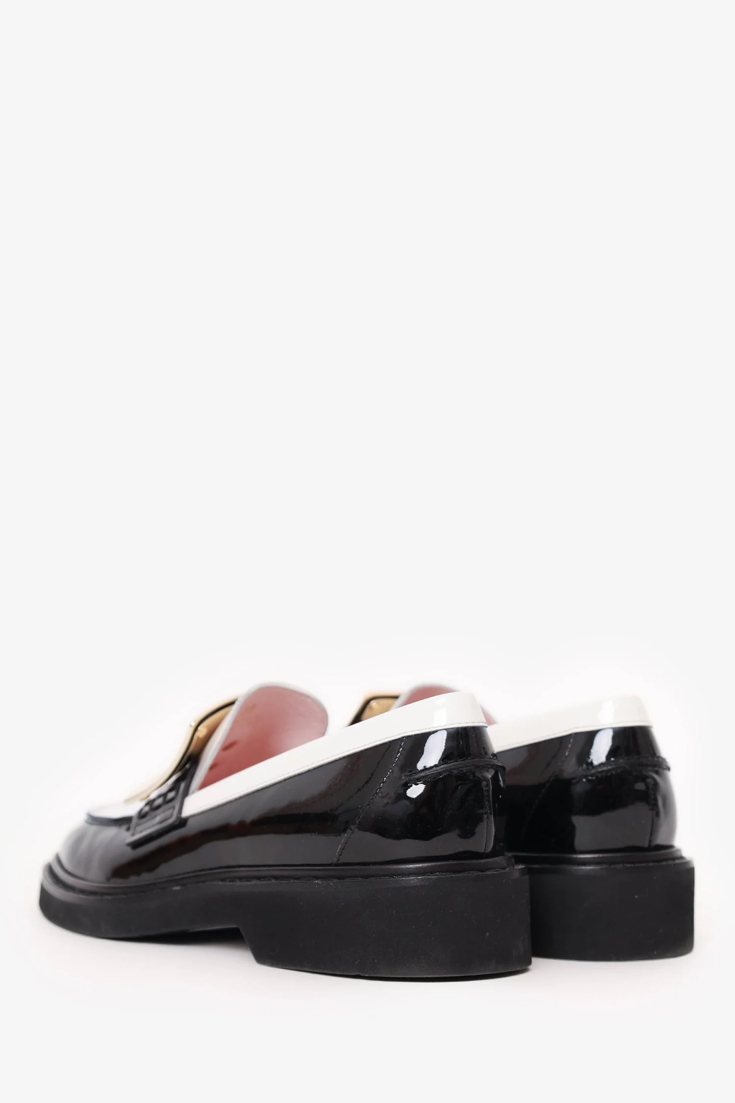 Roger Vivier Black/White Patent Leather Loafers Size 39 - Image 4