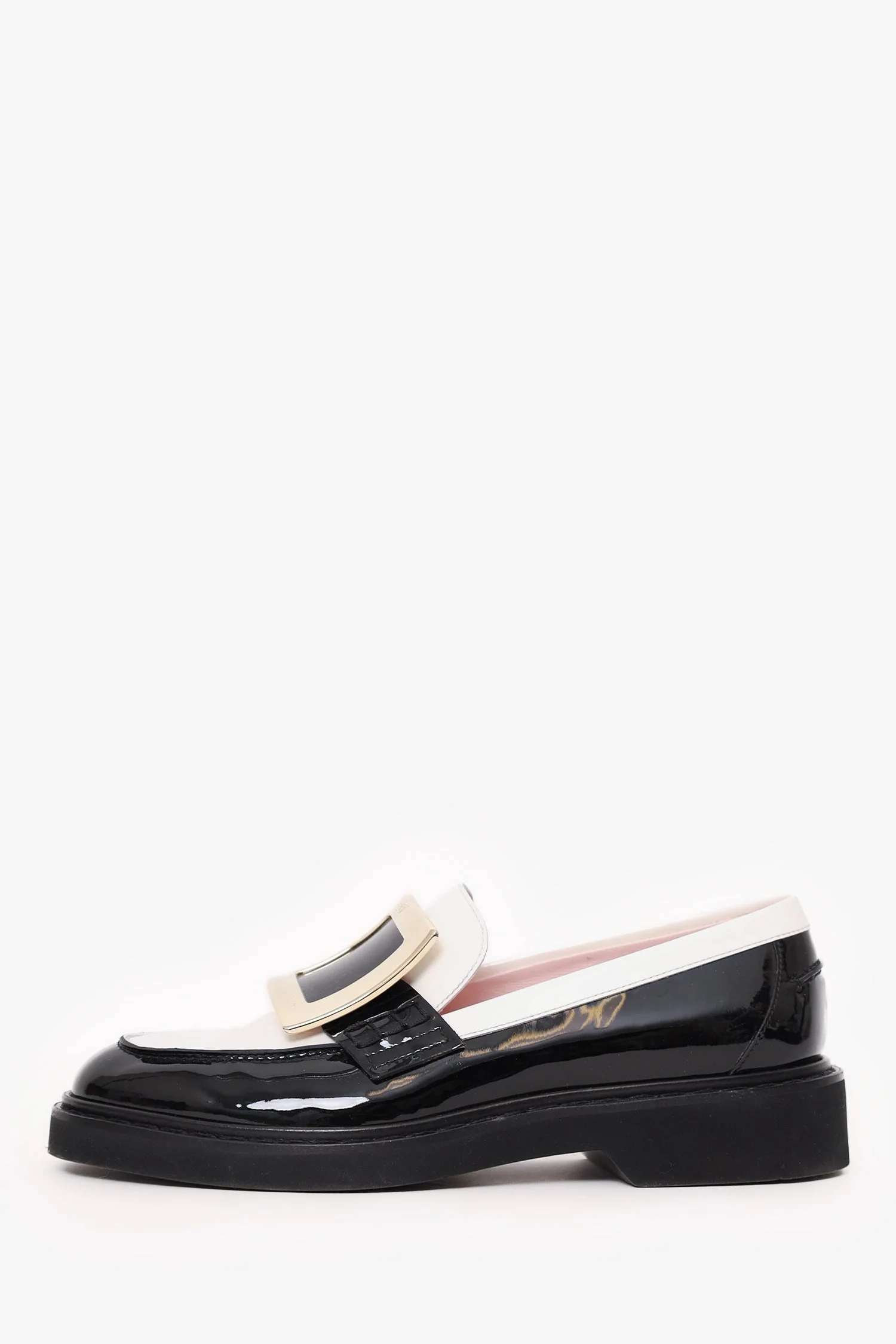 Roger Vivier Black/White Patent Leather Loafers Size 39 - Image 5