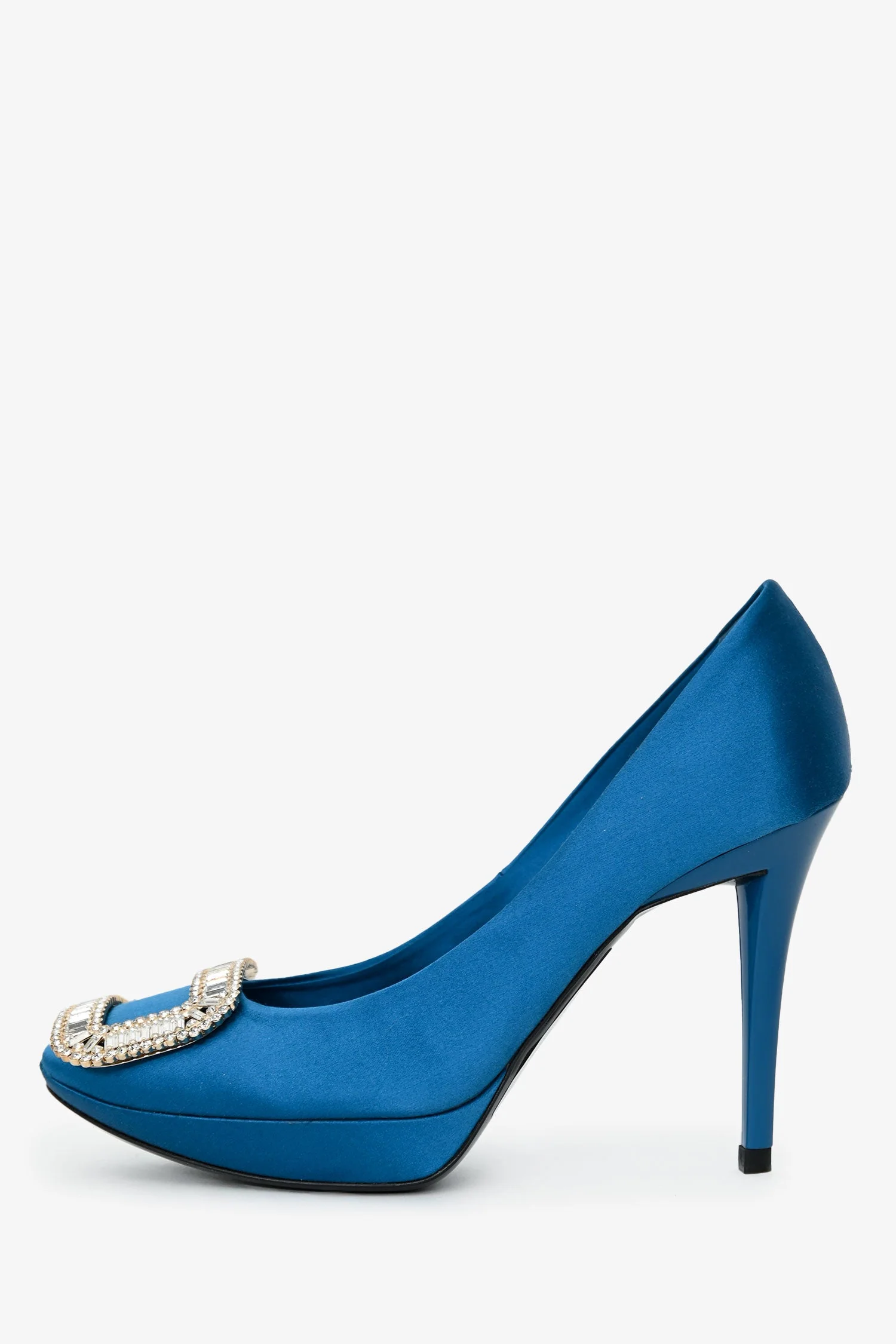 Roger Vivier Blue Satin Crystal Embellished Heels Size 36.5 - Image 4