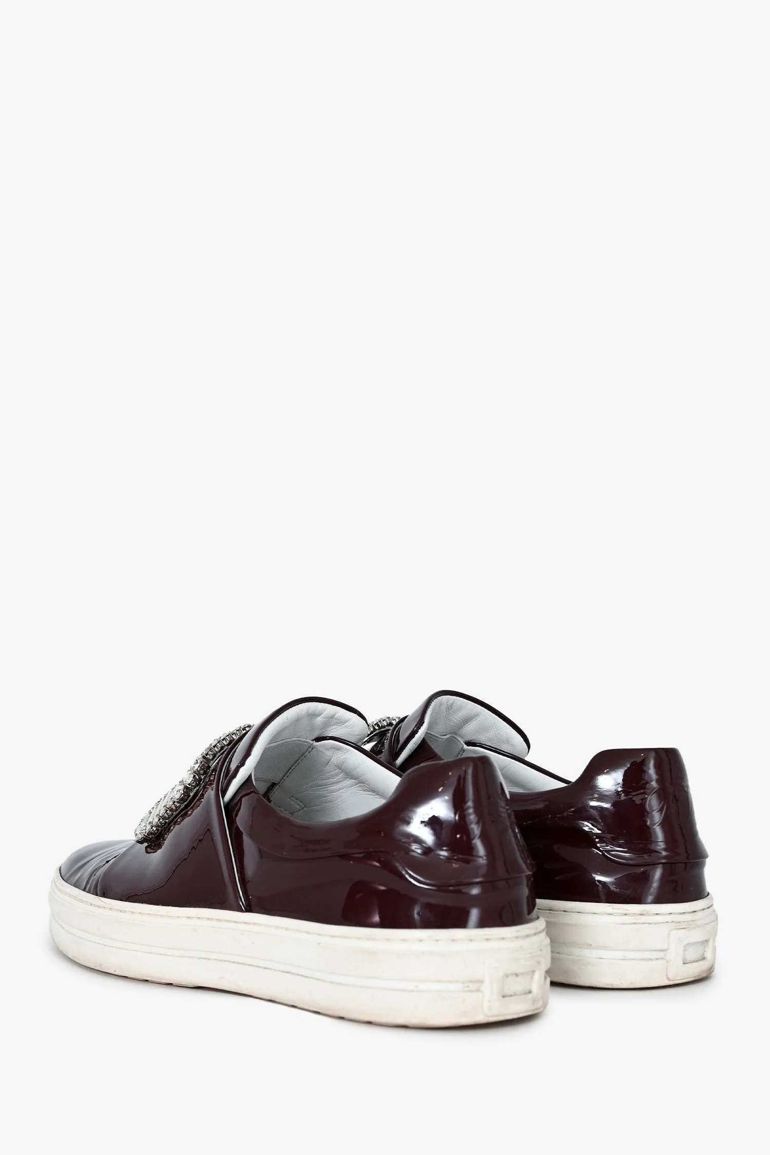 Roger Vivier Brown Patent Crystal Buckle Sneakers Size 37.5 - Image 4