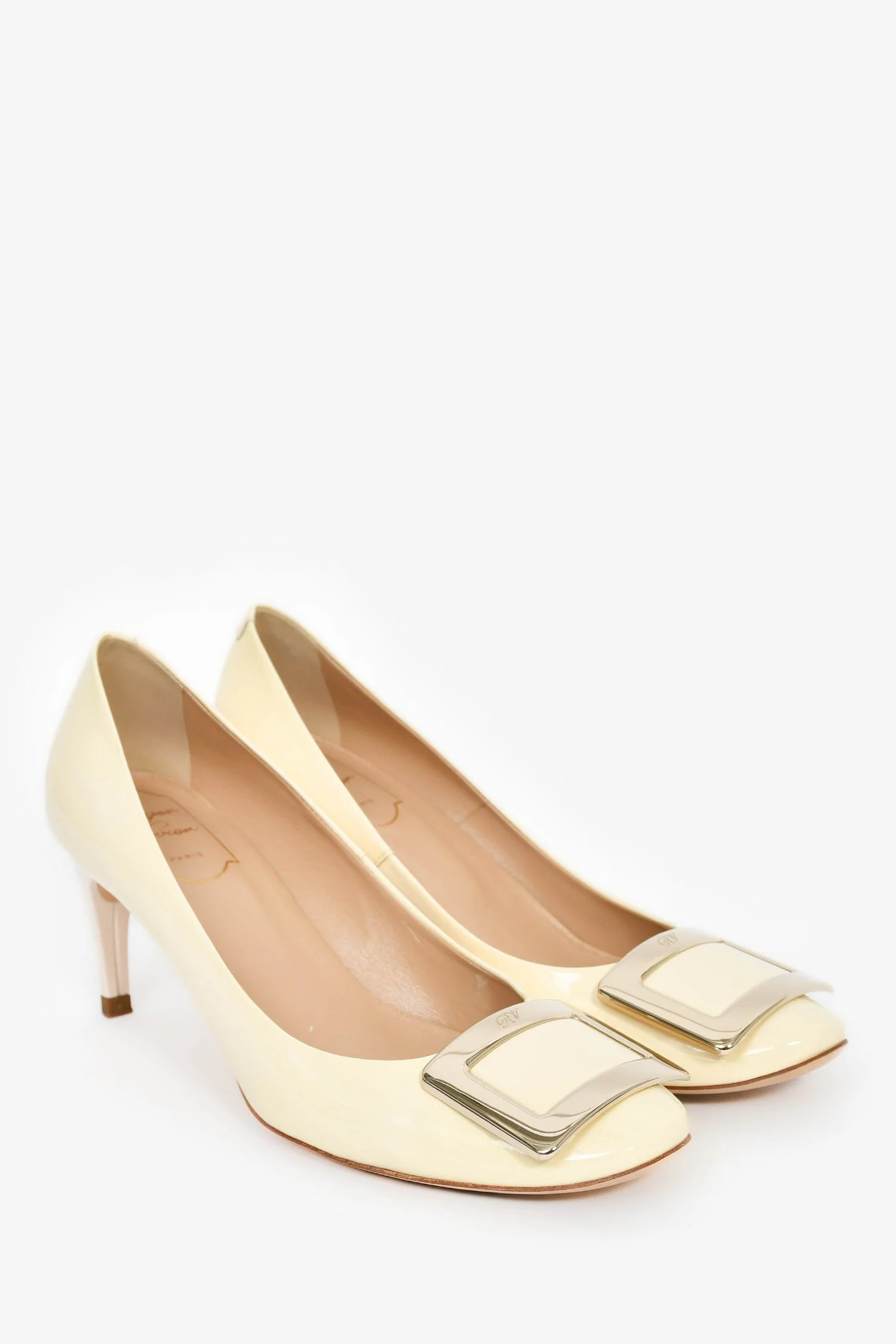 Roger Vivier Cream Patent Kitten Heels Size 37.5 - Image 2