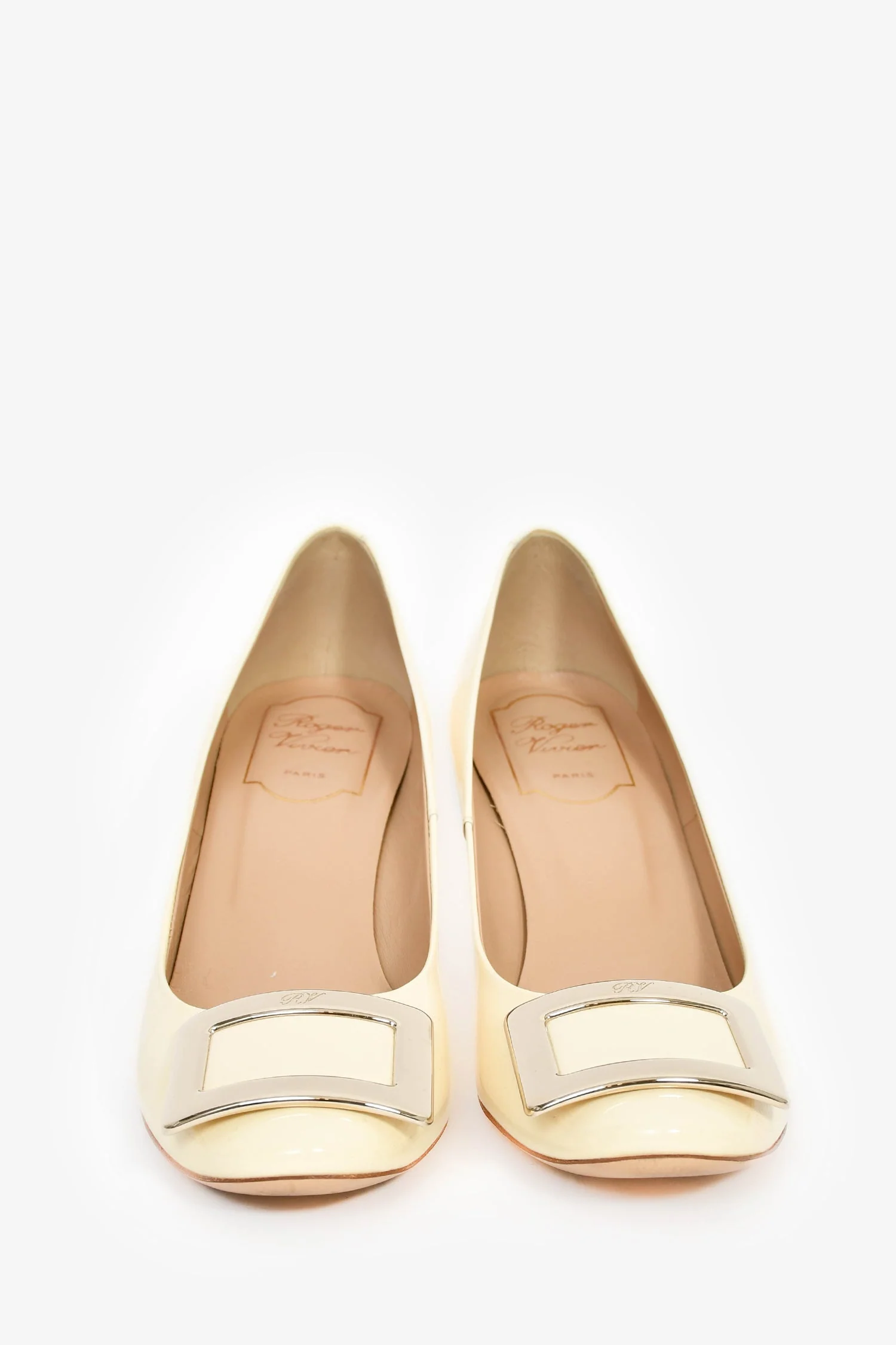Roger Vivier Cream Patent Kitten Heels Size 37.5 - Image 3