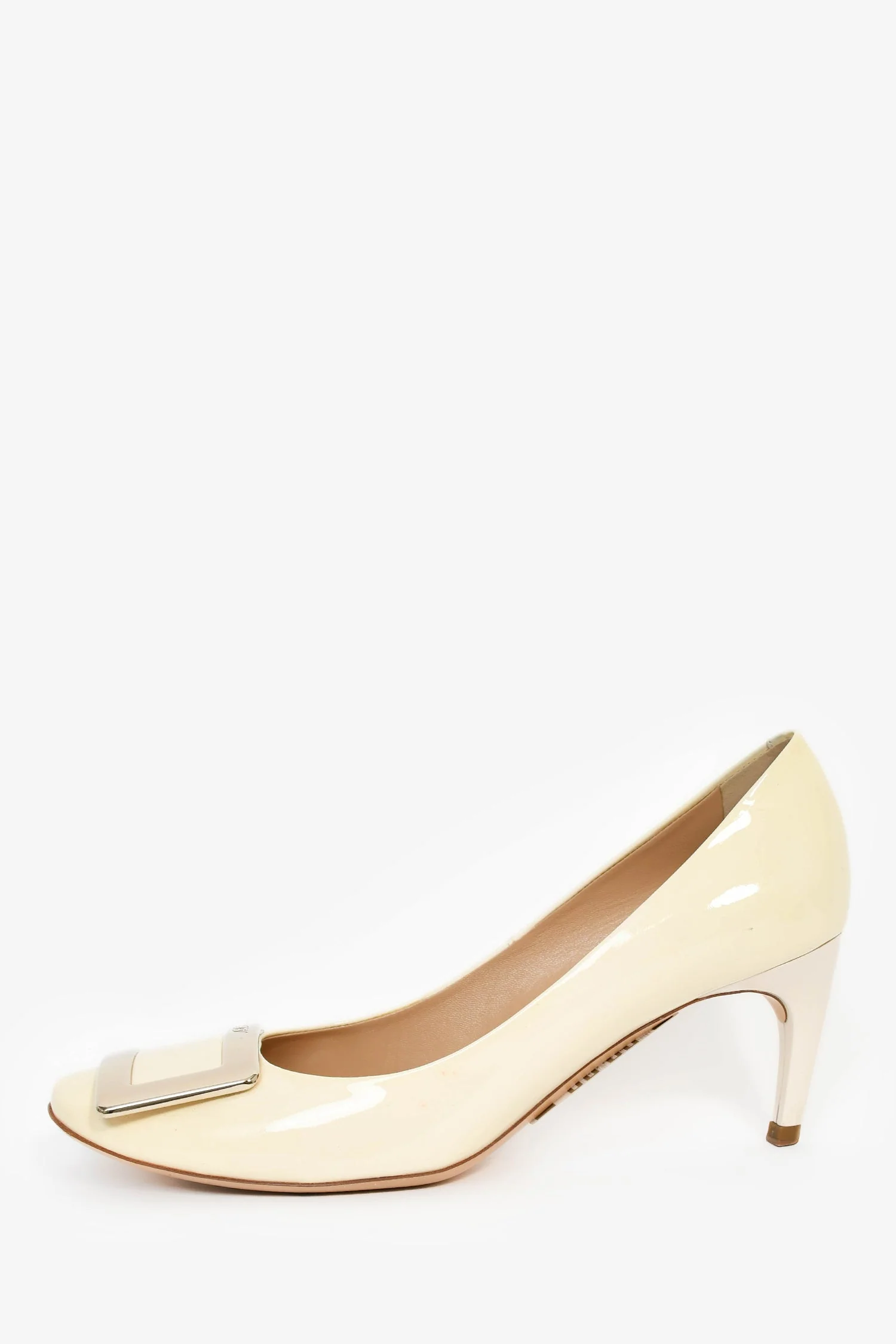 Roger Vivier Cream Patent Kitten Heels Size 37.5 - Image 4