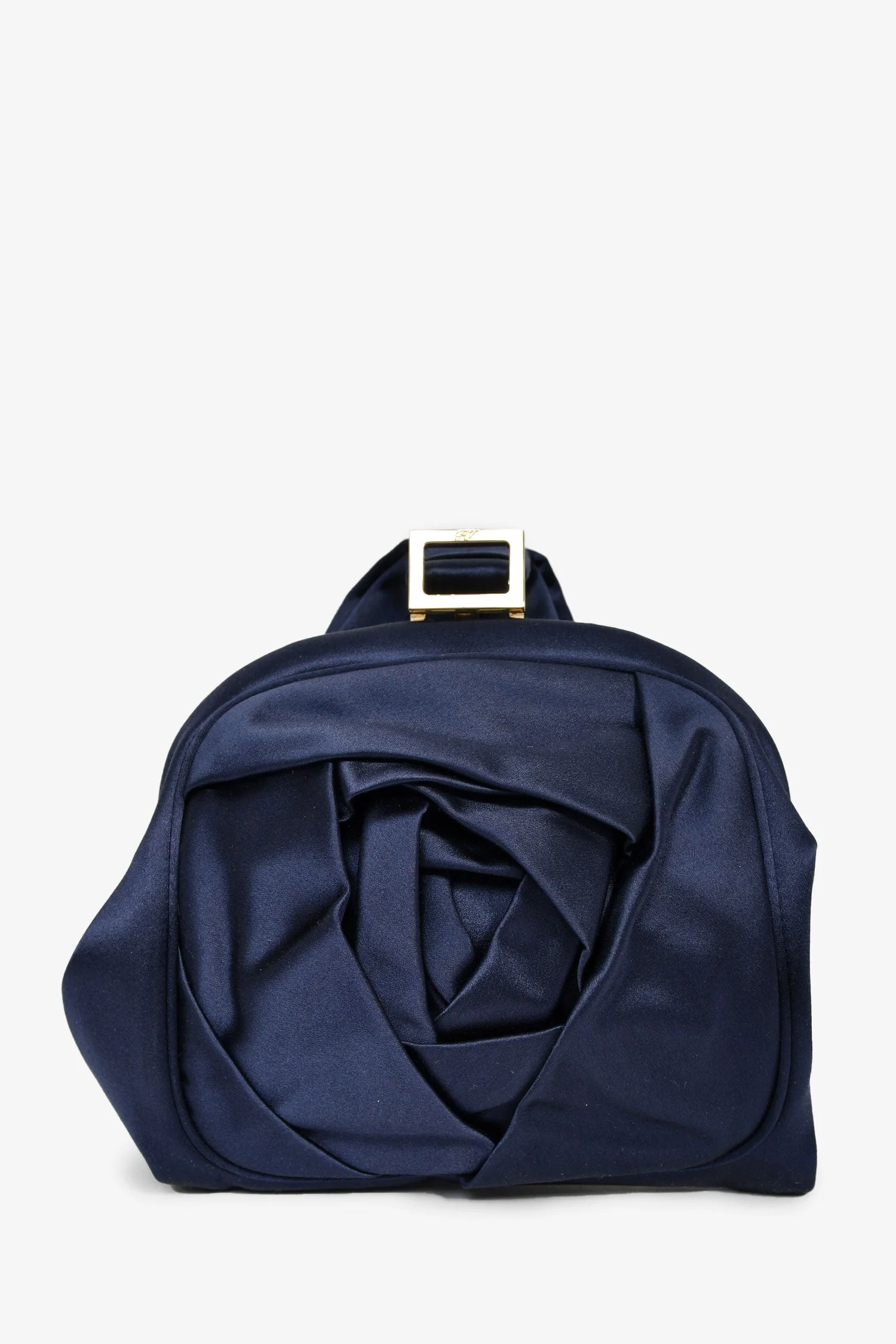 Roger Vivier Navy Blue Satin Top Handle Bag