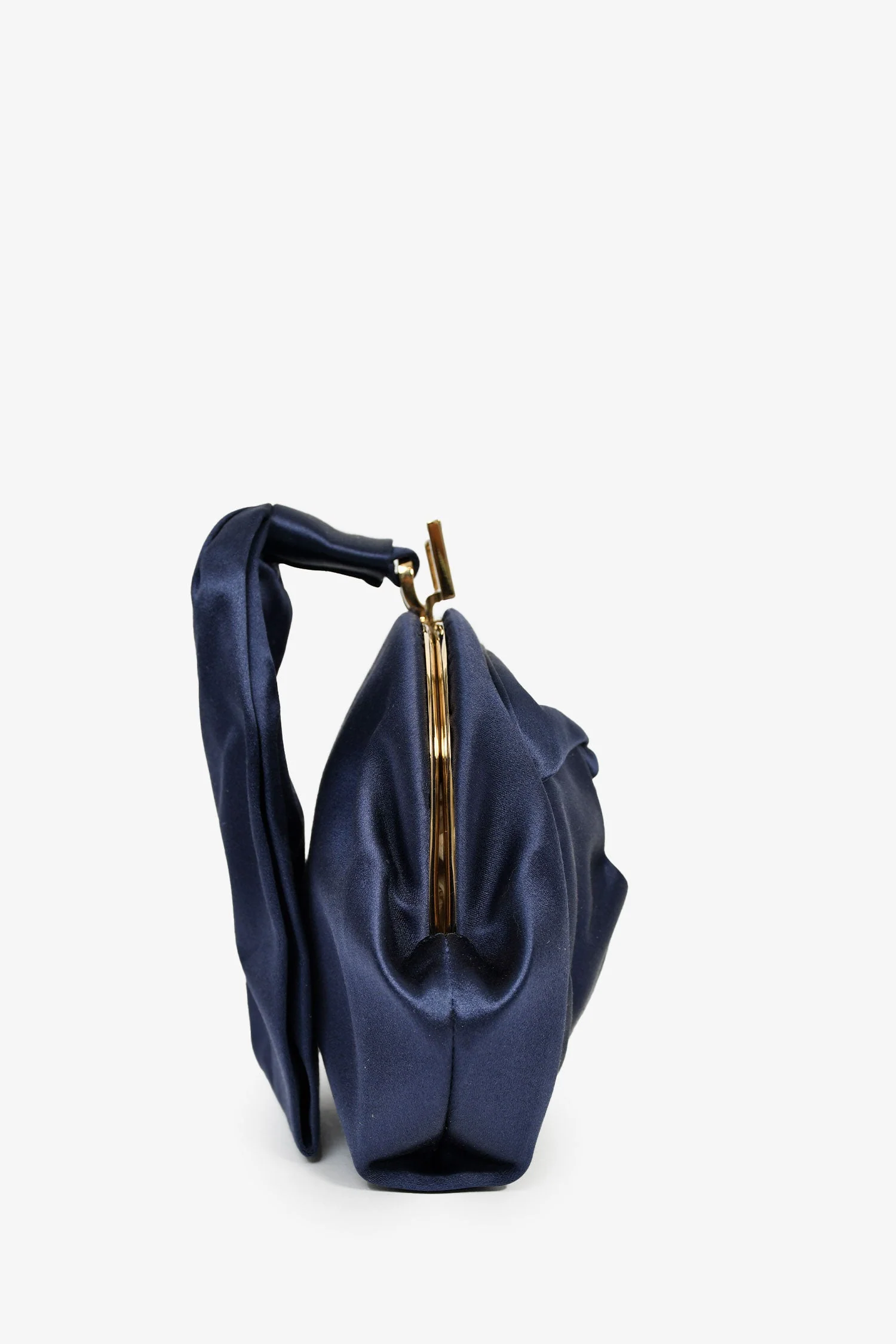 Roger Vivier Navy Blue Satin Top Handle Bag - Image 3