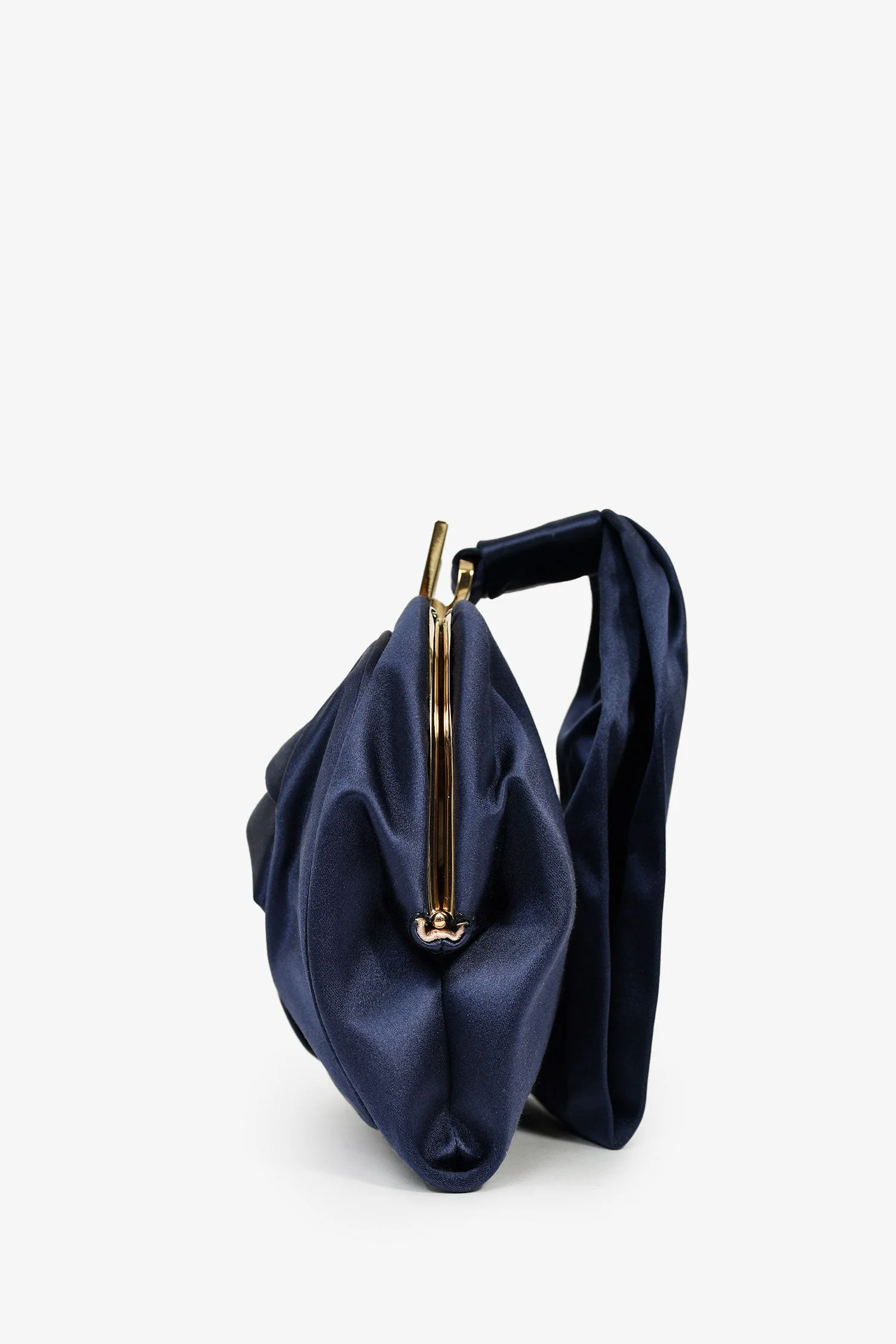 Roger Vivier Navy Blue Satin Top Handle Bag - Image 4