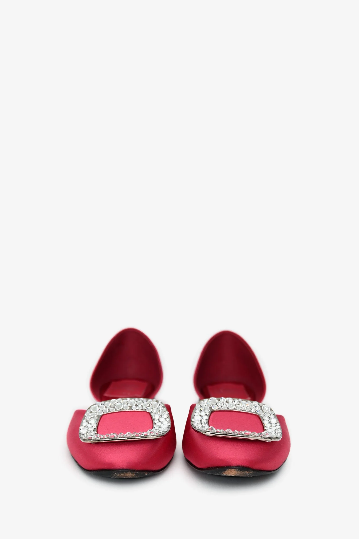 Roger Vivier Pink Satin D'Orsay Crystal Embellished Flats Size 36 - Image 3