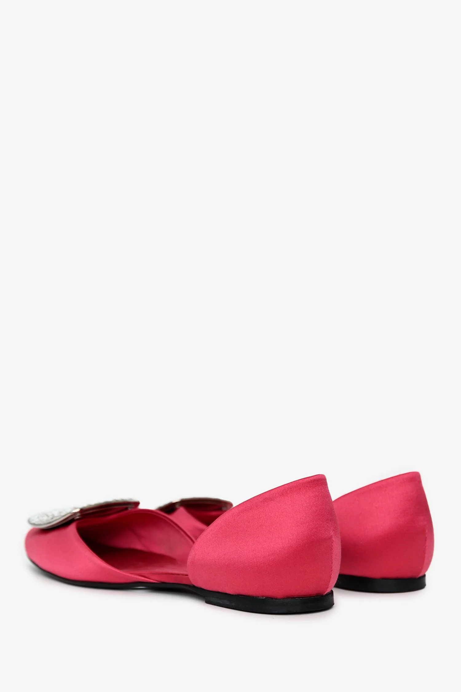 Roger Vivier Pink Satin D'Orsay Crystal Embellished Flats Size 36 - Image 4