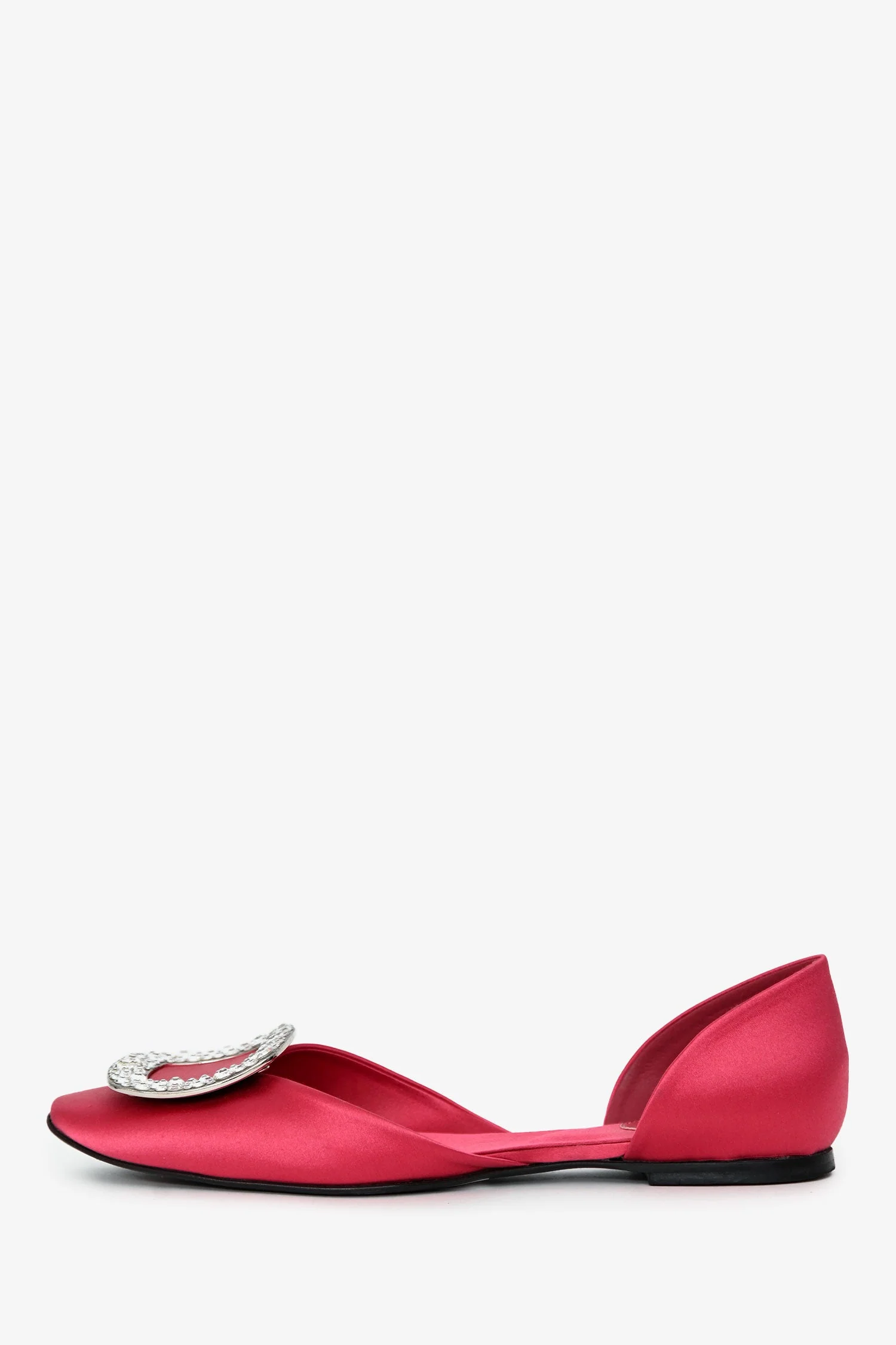 Roger Vivier Pink Satin D'Orsay Crystal Embellished Flats Size 36 - Image 5