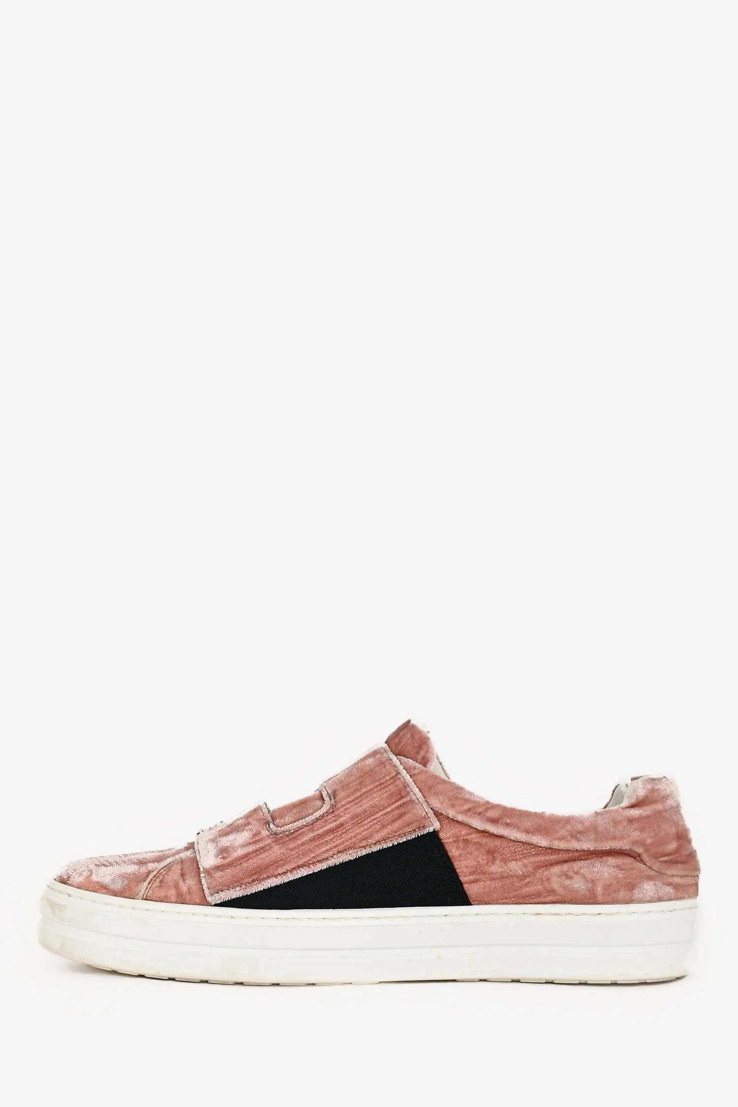Roger Vivier Pink Velvet Crystal Velcro Buckle Sneakers Size 38 - Image 4
