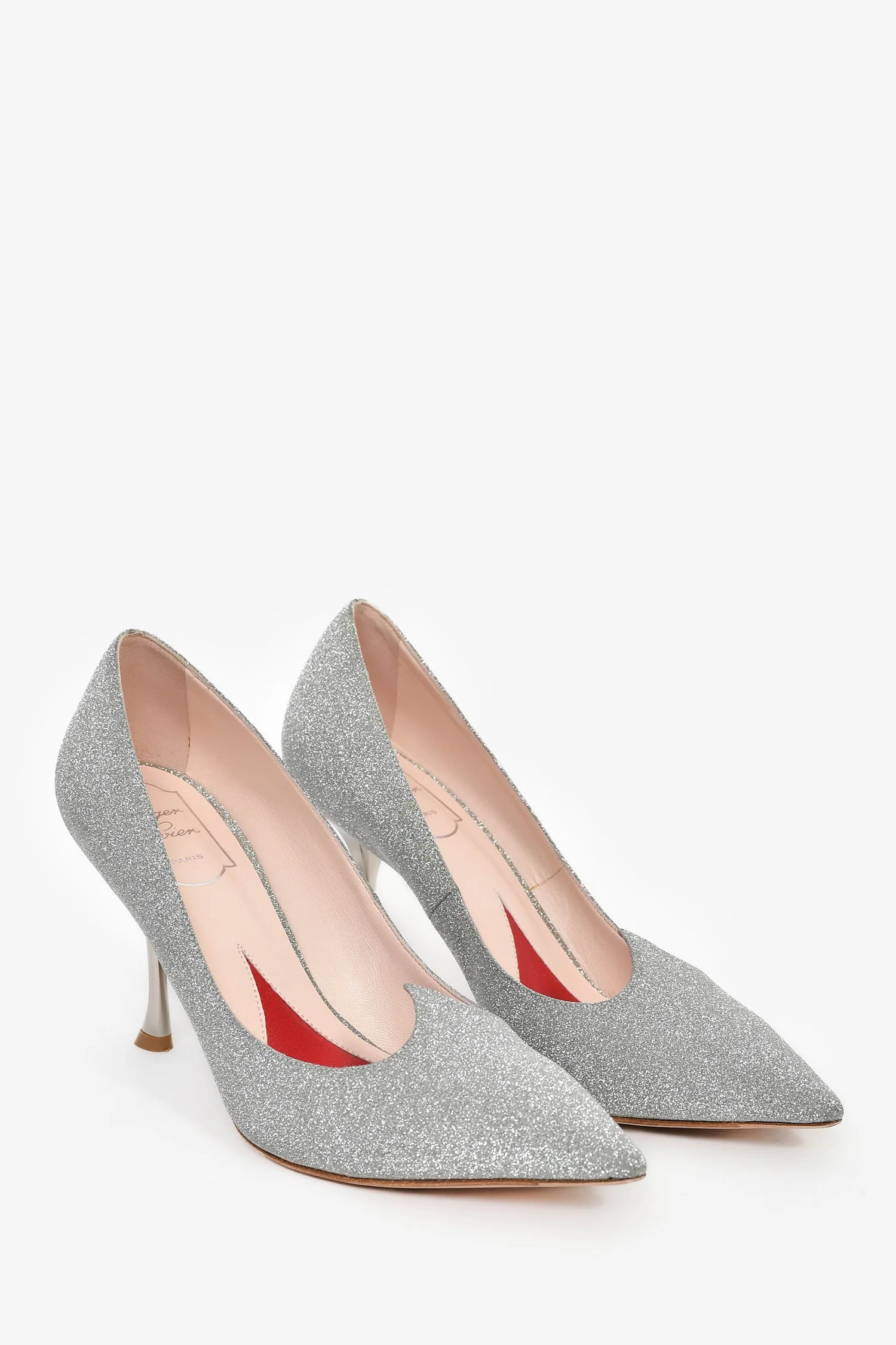 Roger Vivier Silver 'I love Vivier' Glitter Pumps Size 39 - Image 2