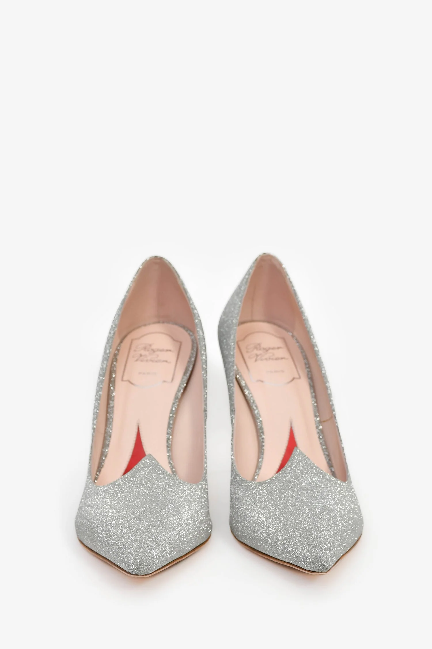 Roger Vivier Silver 'I love Vivier' Glitter Pumps Size 39 - Image 3