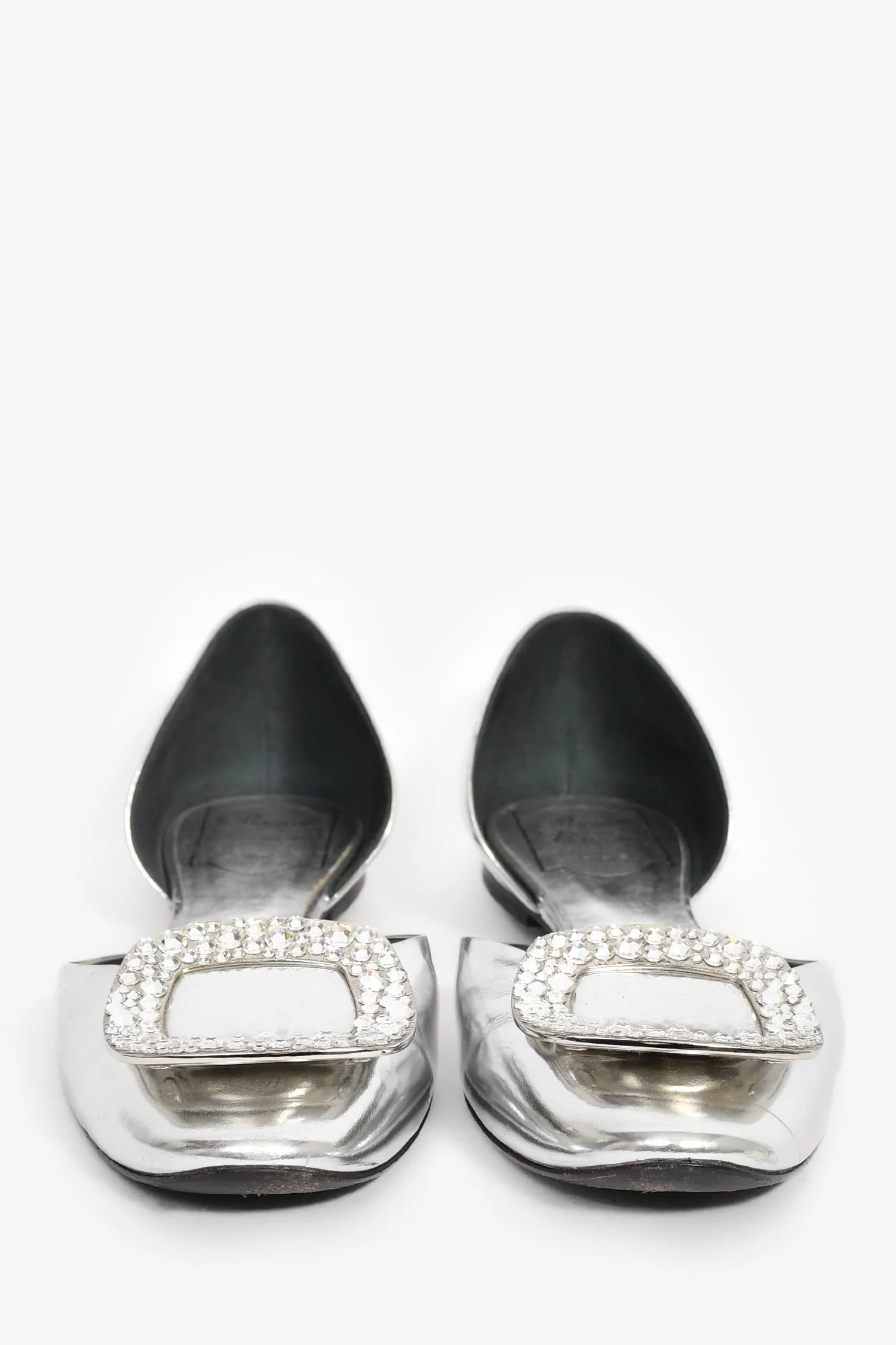 Roger Vivier Sliver Patent Leather Embellished Flats Size 6.5 - Image 3