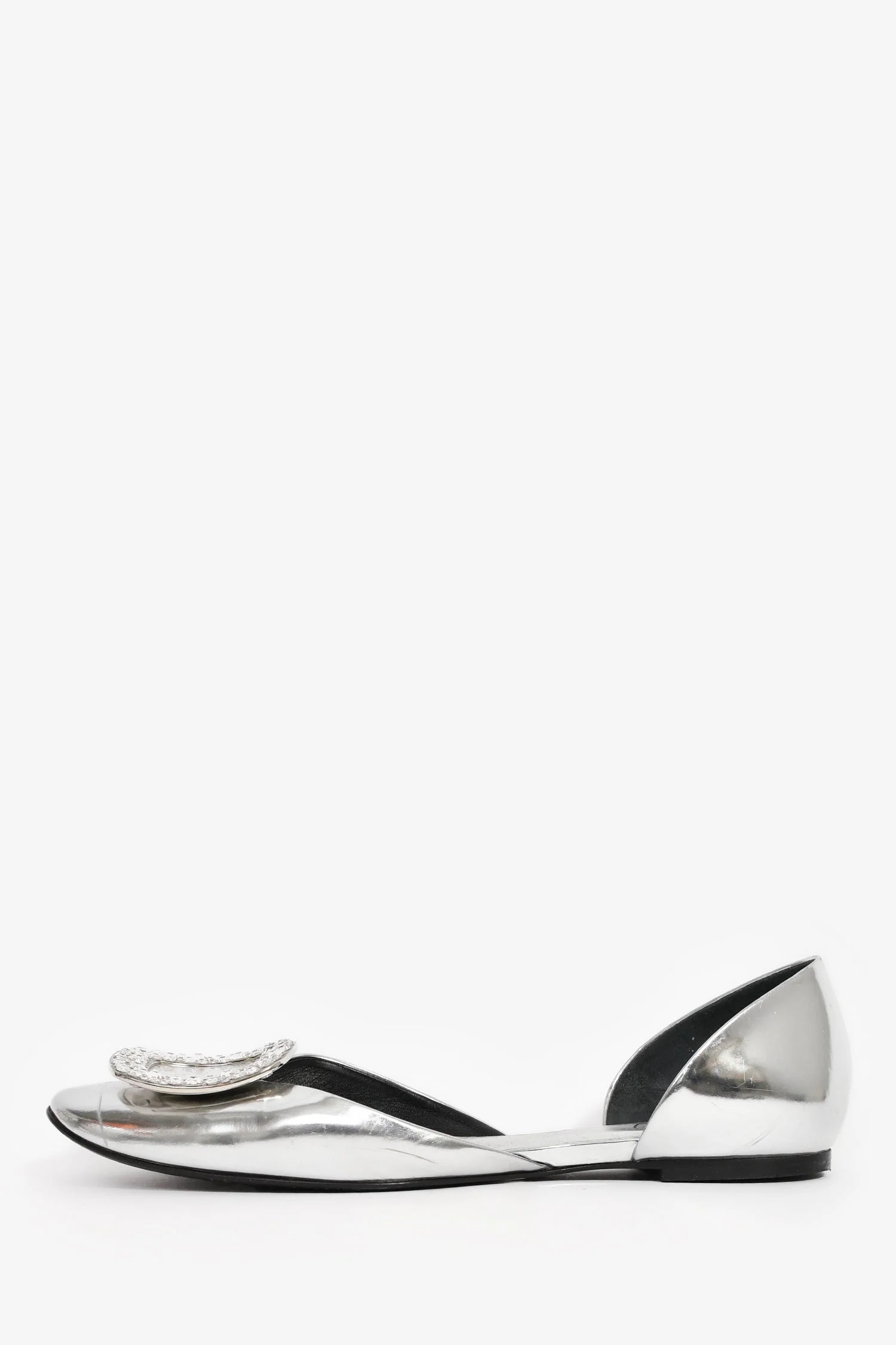 Roger Vivier Sliver Patent Leather Embellished Flats Size 6.5 - Image 4