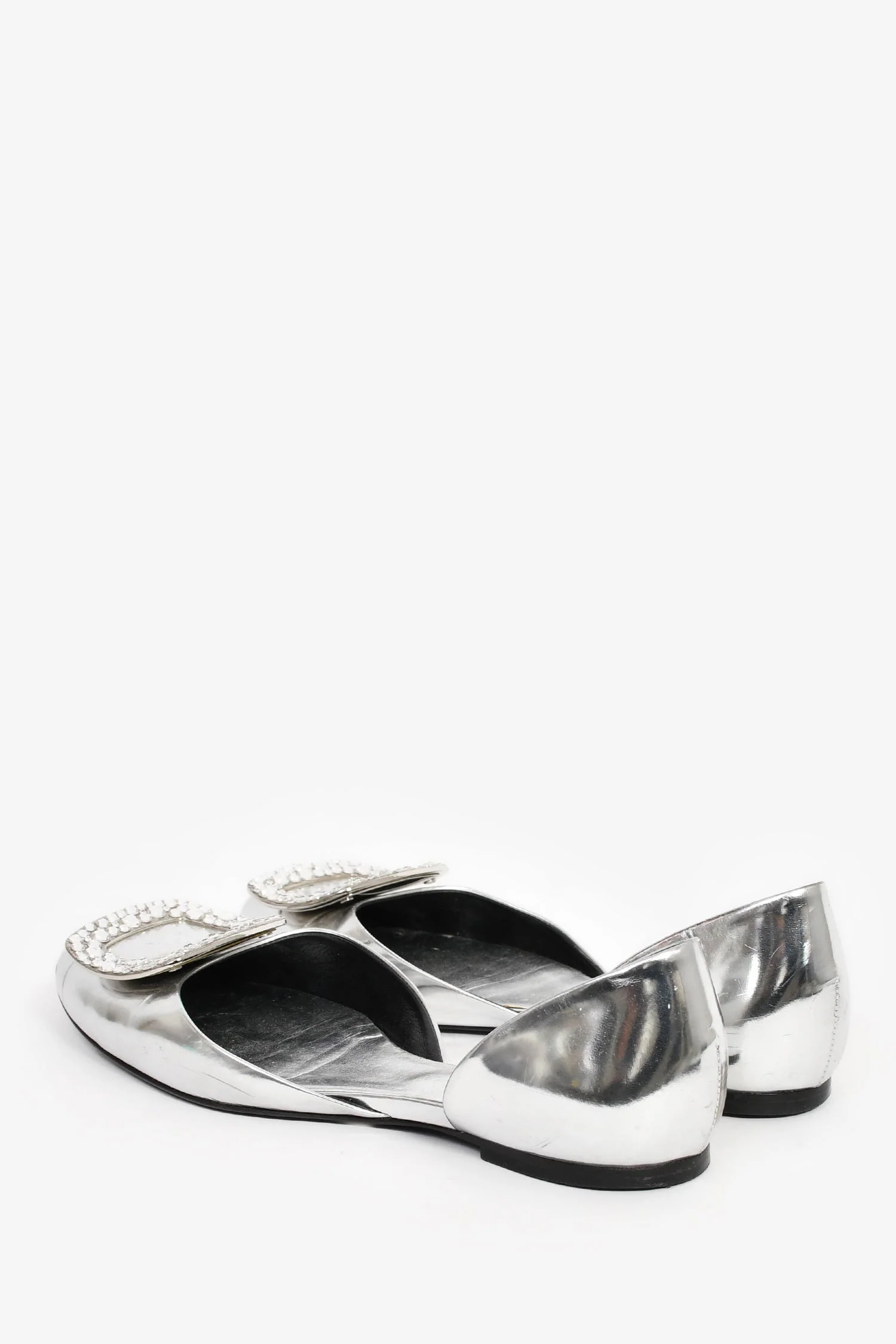 Roger Vivier Sliver Patent Leather Embellished Flats Size 6.5 - Image 5