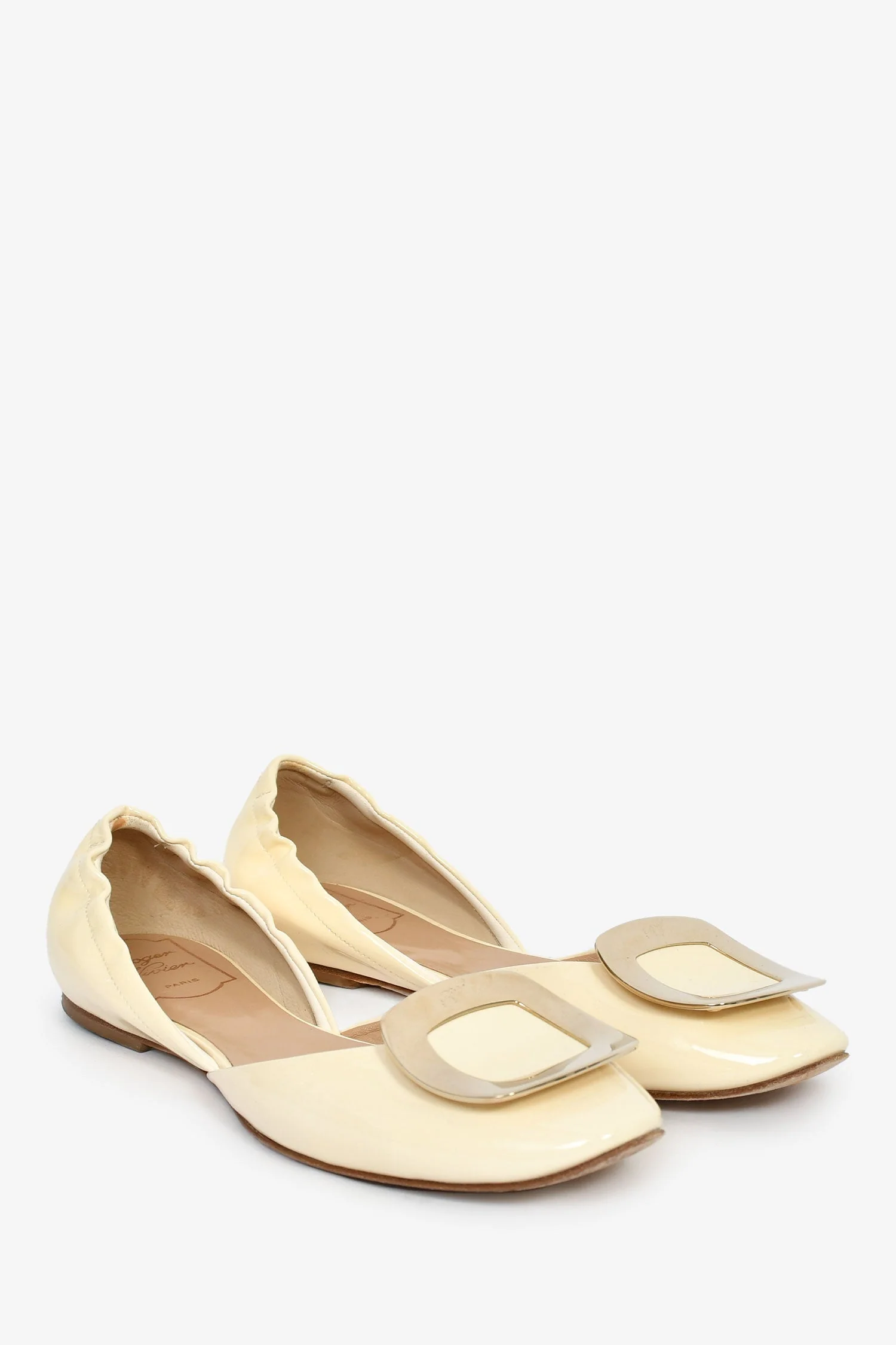 Roger Vivier White Patent Leather Buckle Flats Size 37 - Image 2
