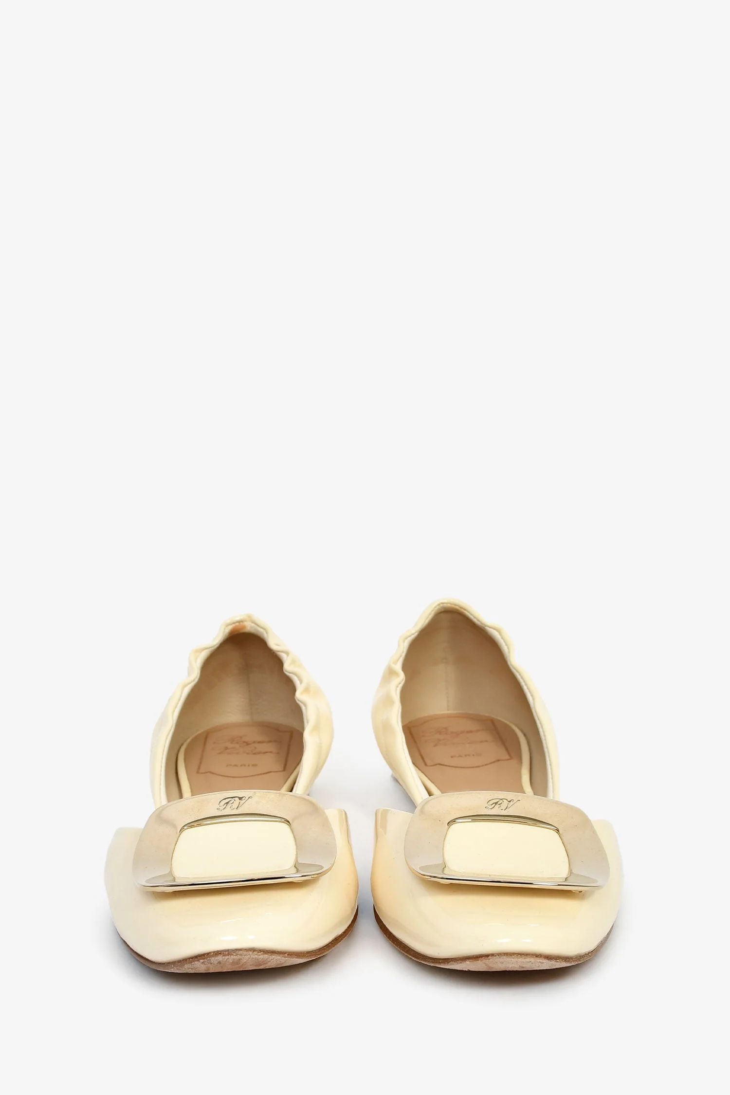 Roger Vivier White Patent Leather Buckle Flats Size 37 - Image 3