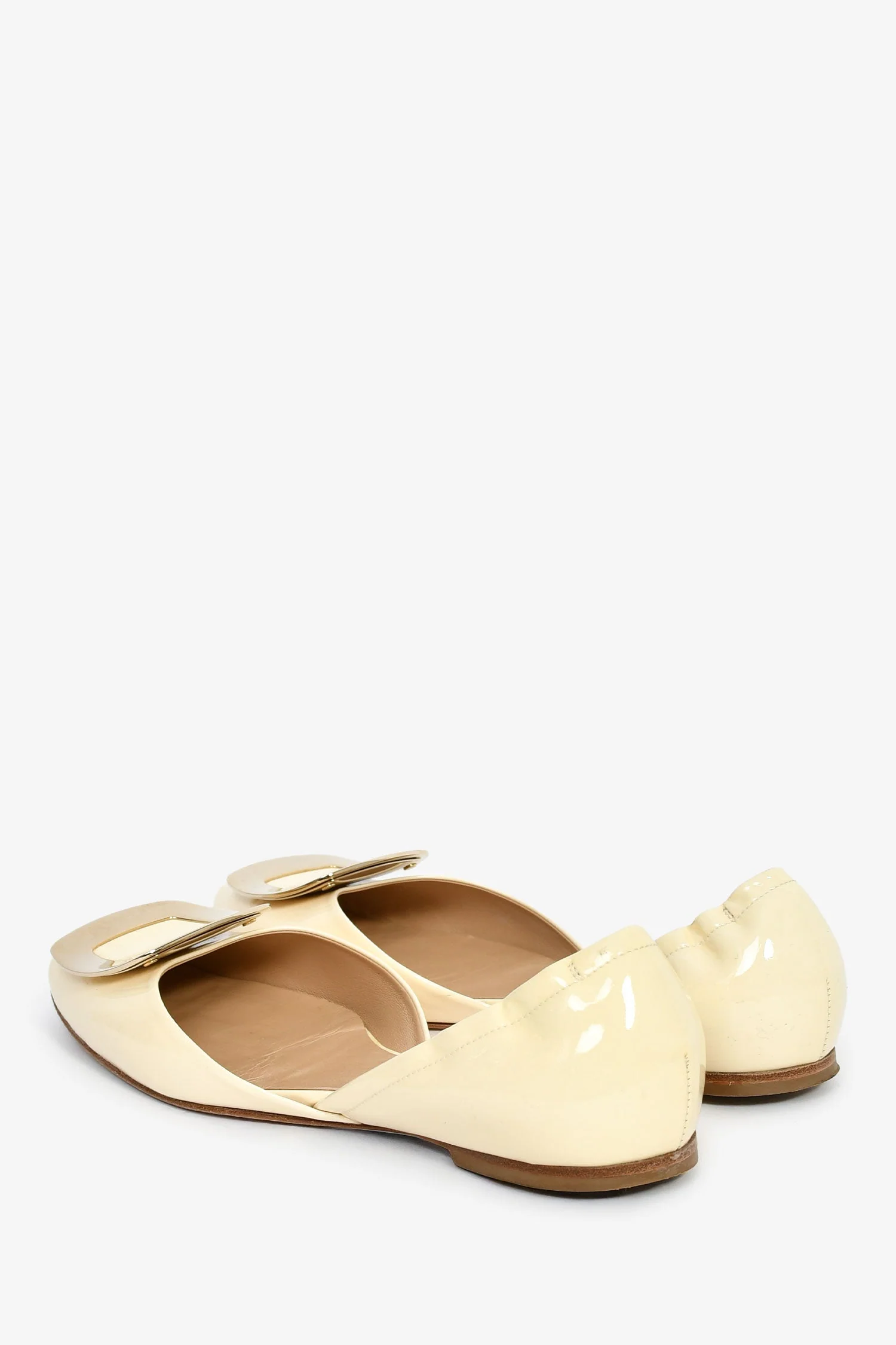 Roger Vivier White Patent Leather Buckle Flats Size 37 - Image 4