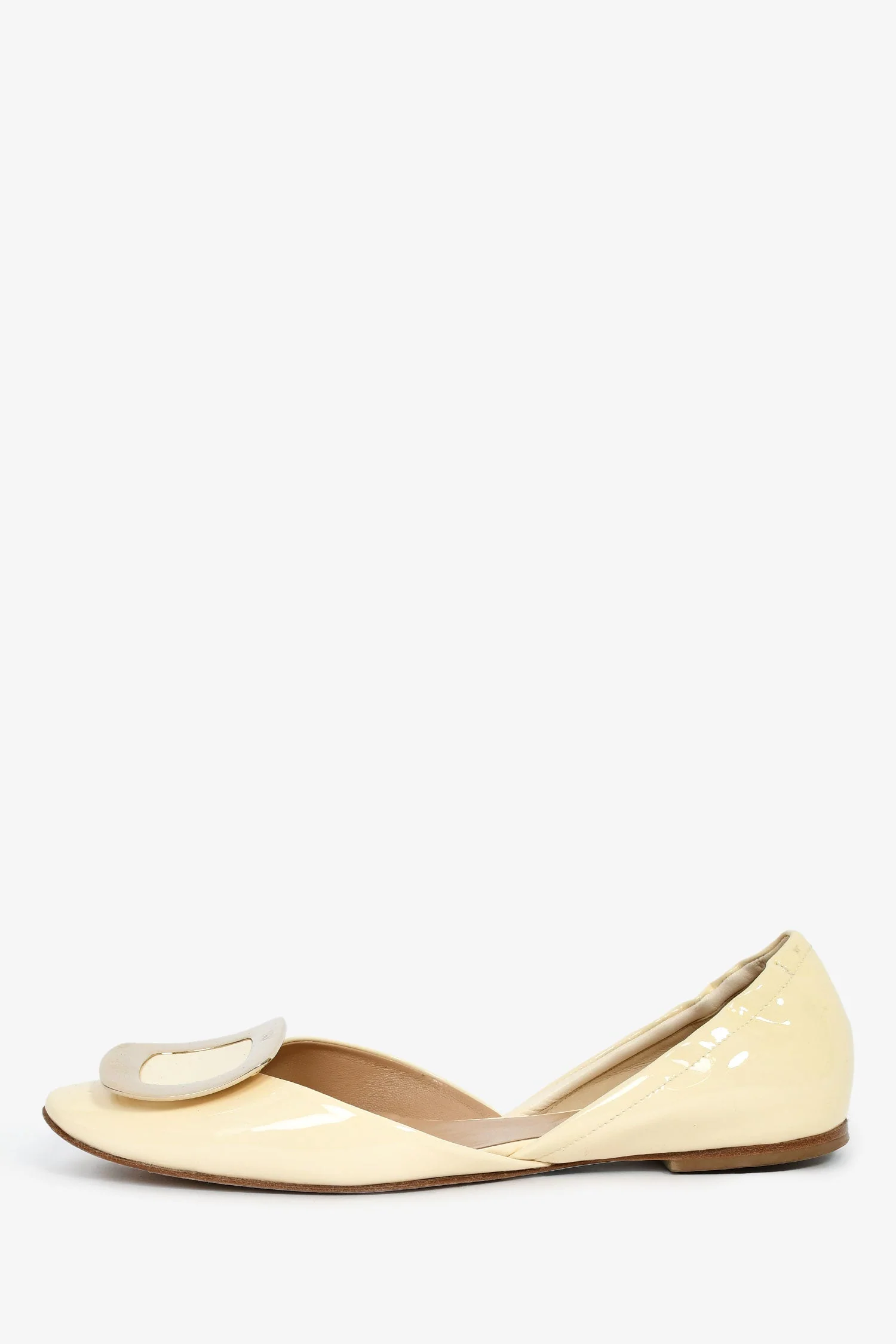 Roger Vivier White Patent Leather Buckle Flats Size 37 - Image 5