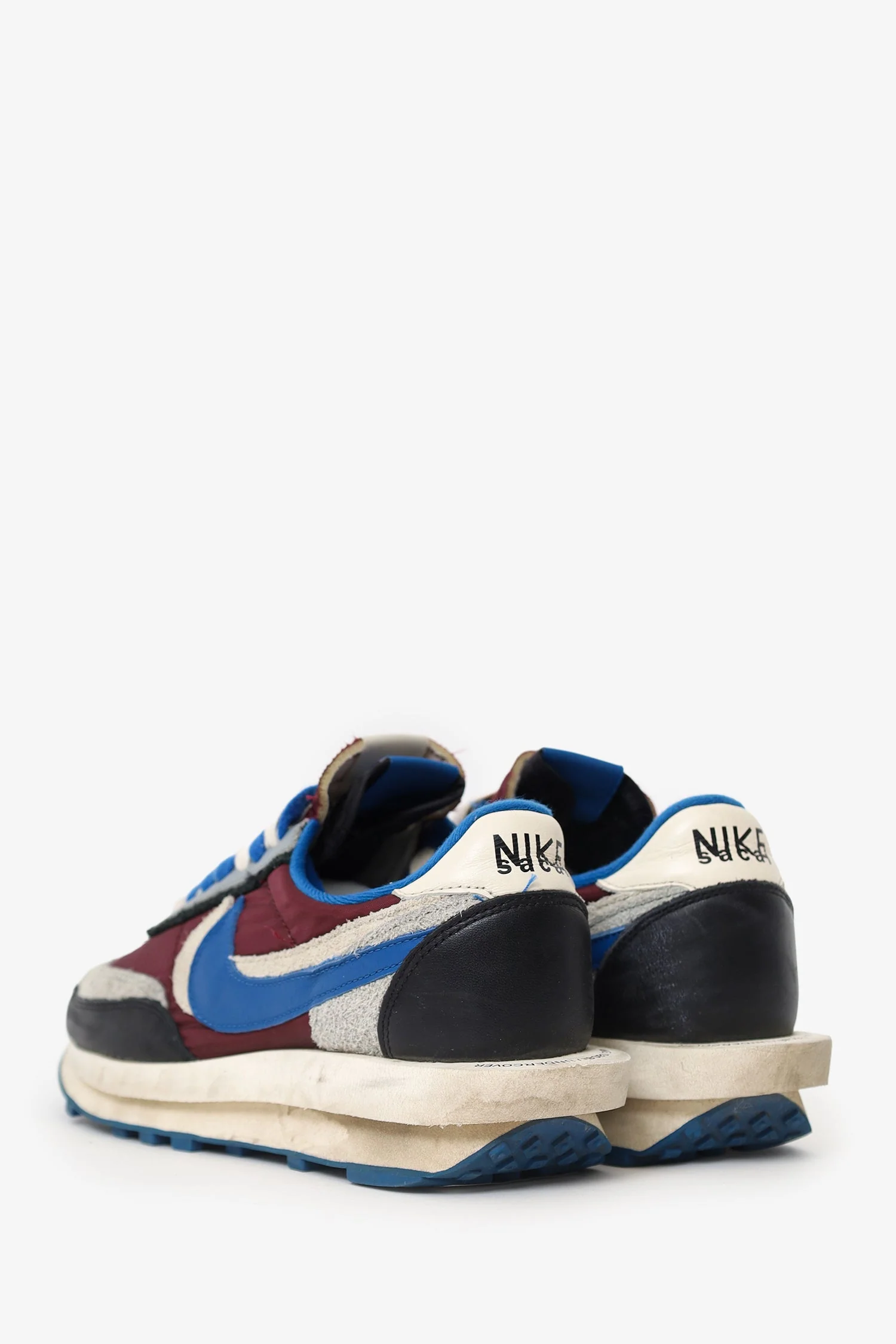 Sacai x Nike Blue/Burgundy Suede/Leather Sneakers Size 9 - Image 4