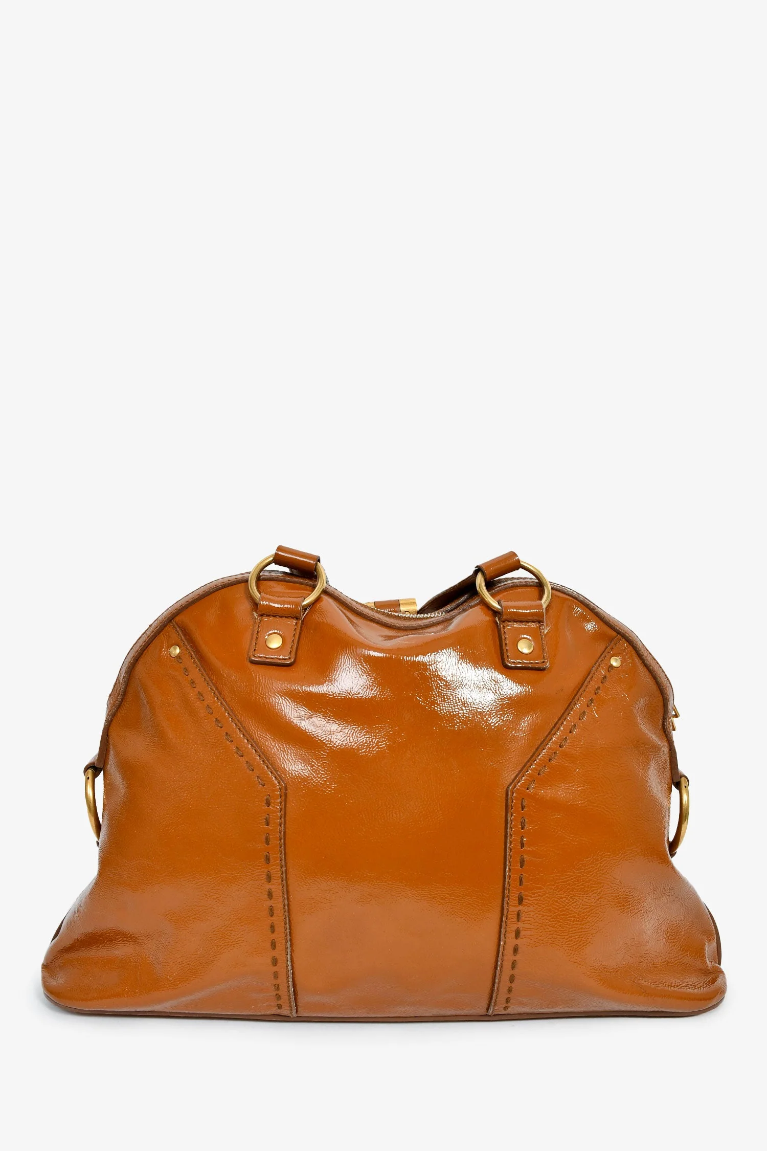 Saint Laurent 2004 Brown Patent 'Muse' Shoulder Bag - Image 2