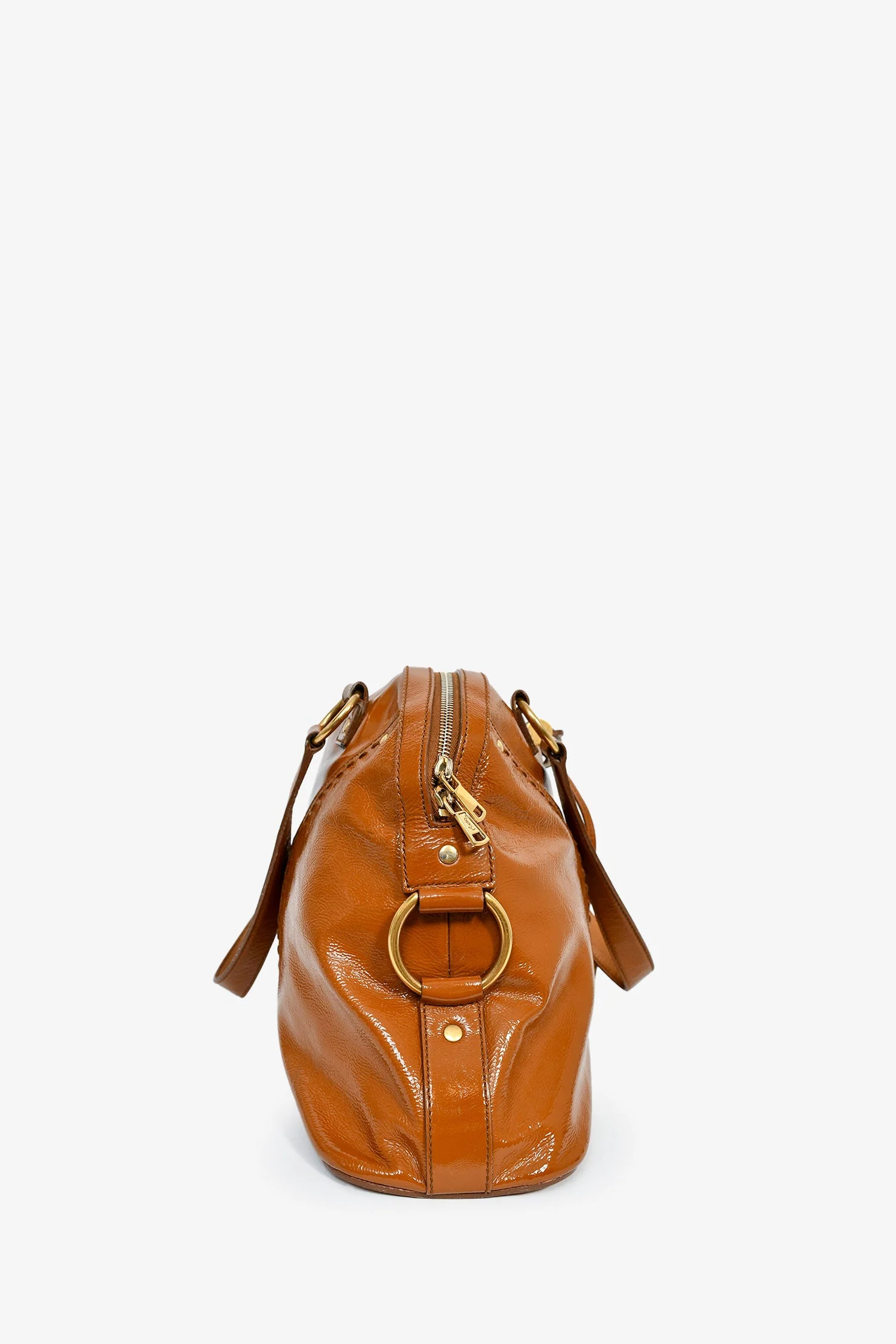 Saint Laurent 2004 Brown Patent 'Muse' Shoulder Bag - Image 3