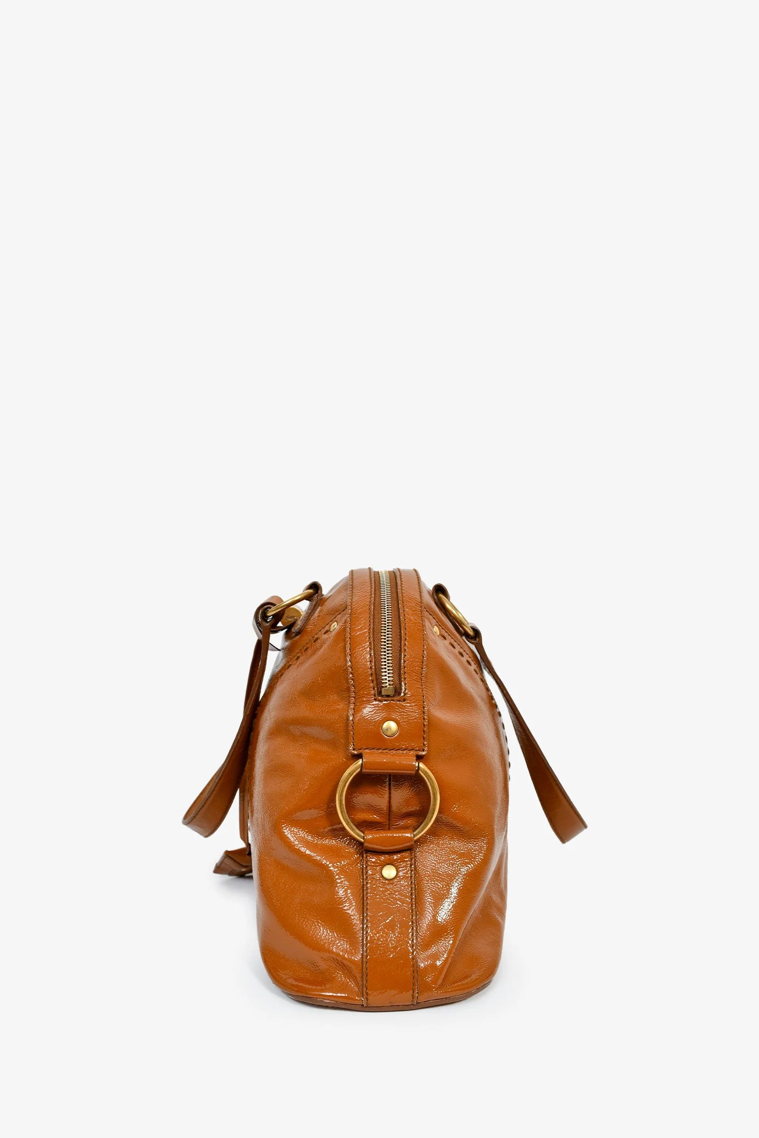 Saint Laurent 2004 Brown Patent 'Muse' Shoulder Bag - Image 4