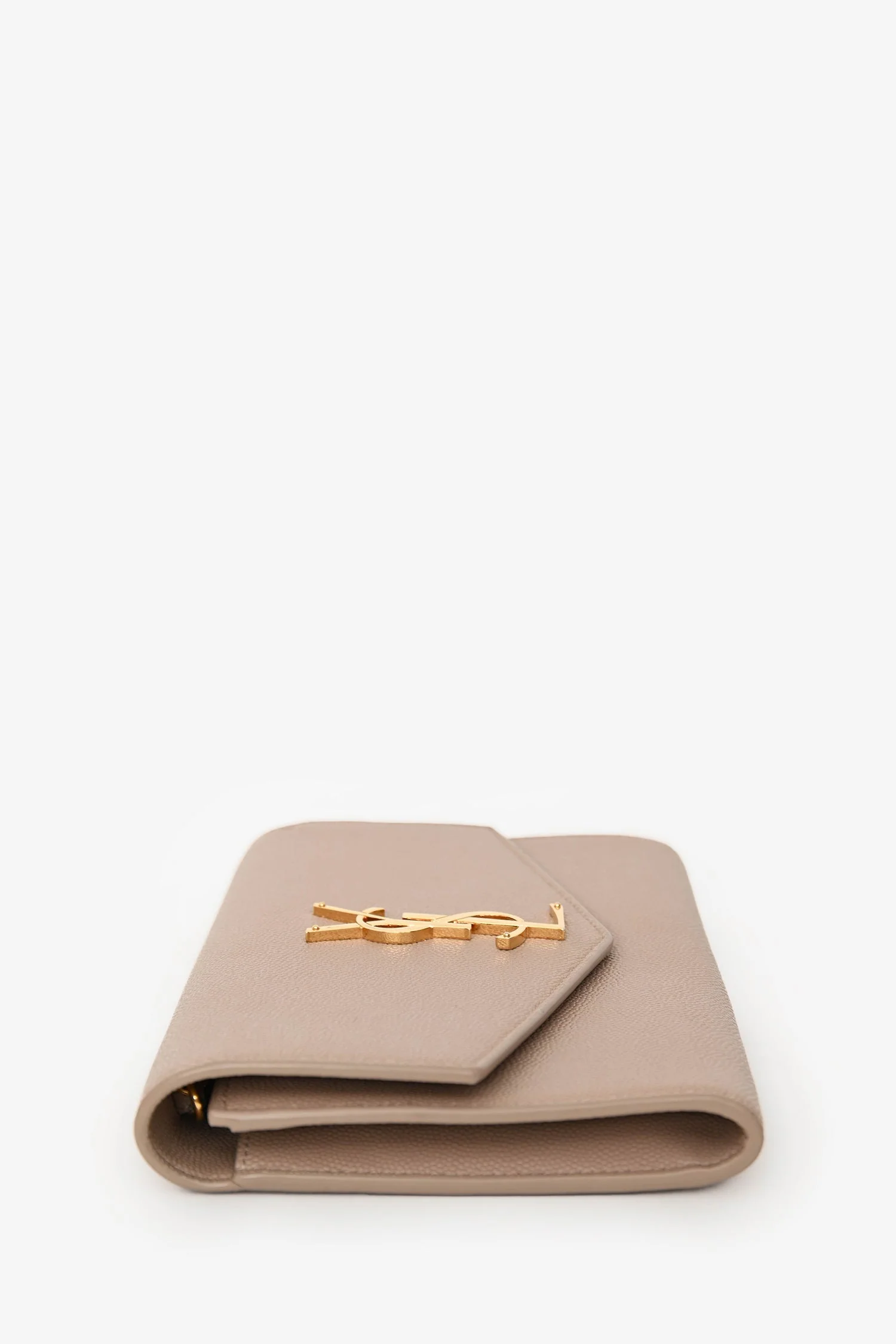 Saint Laurent 2021 Beige Grain De Poudre Leather Uptown Chain Wallet - Image 3